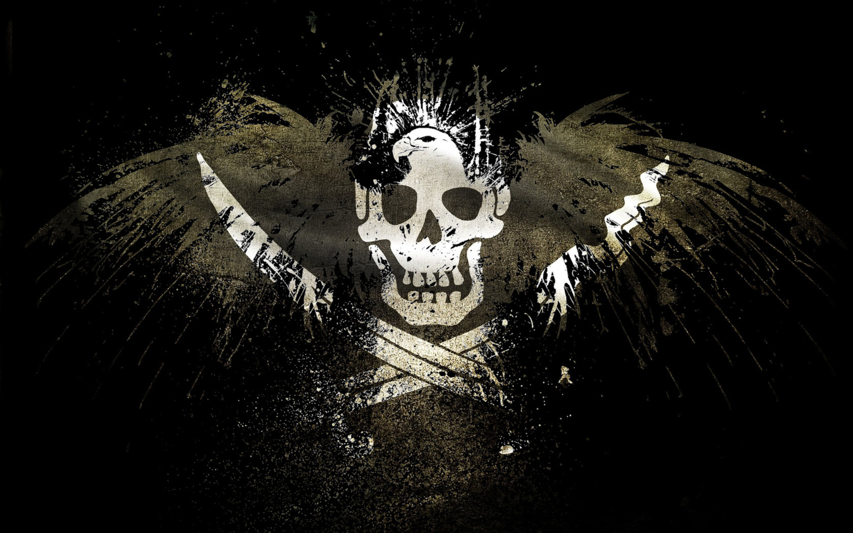 Teschio pirata alato scuro, 1680x1050 HD Ready, Laptop