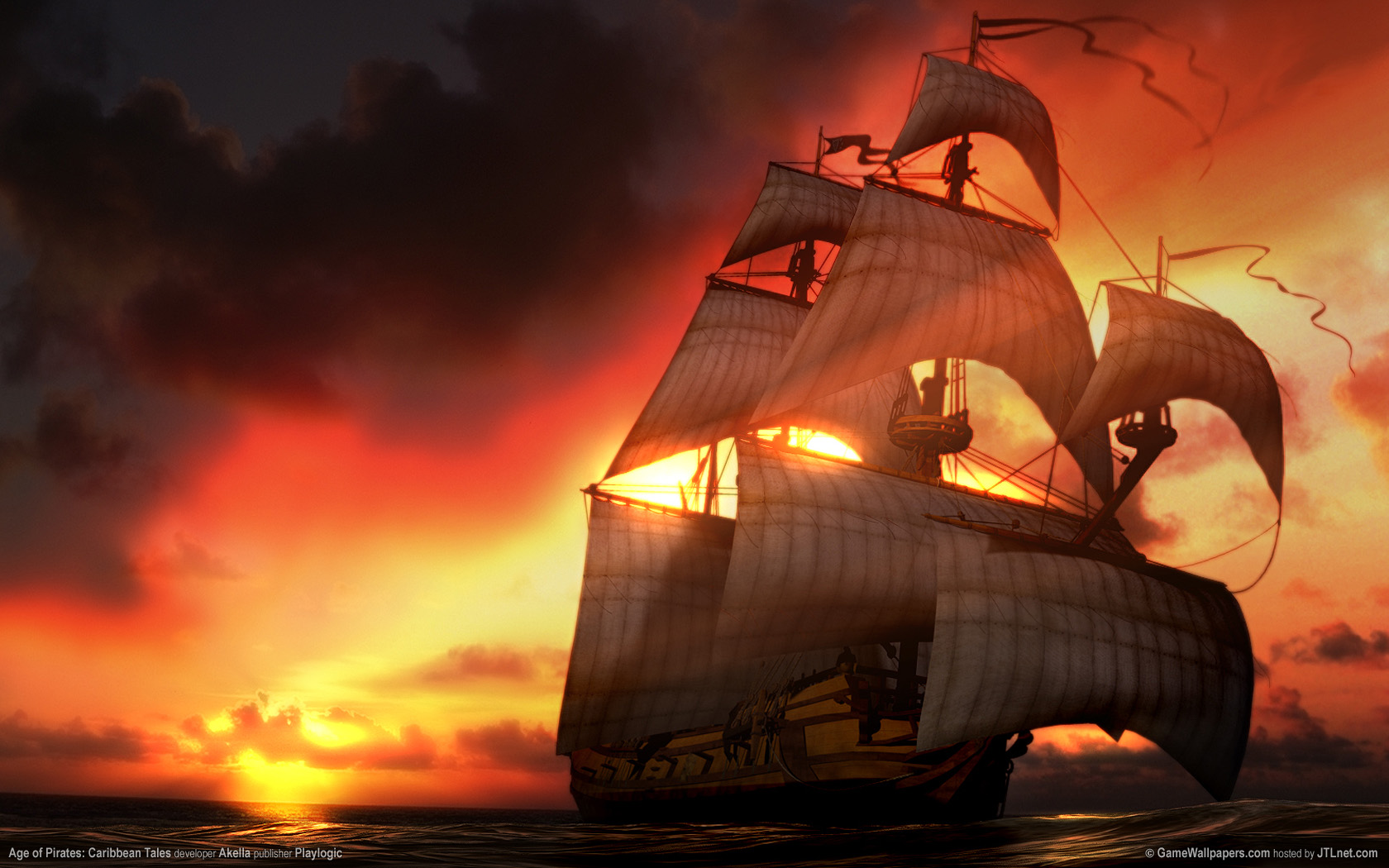 Nave pirata al tramonto, 1680x1050 HD Ready, Laptop