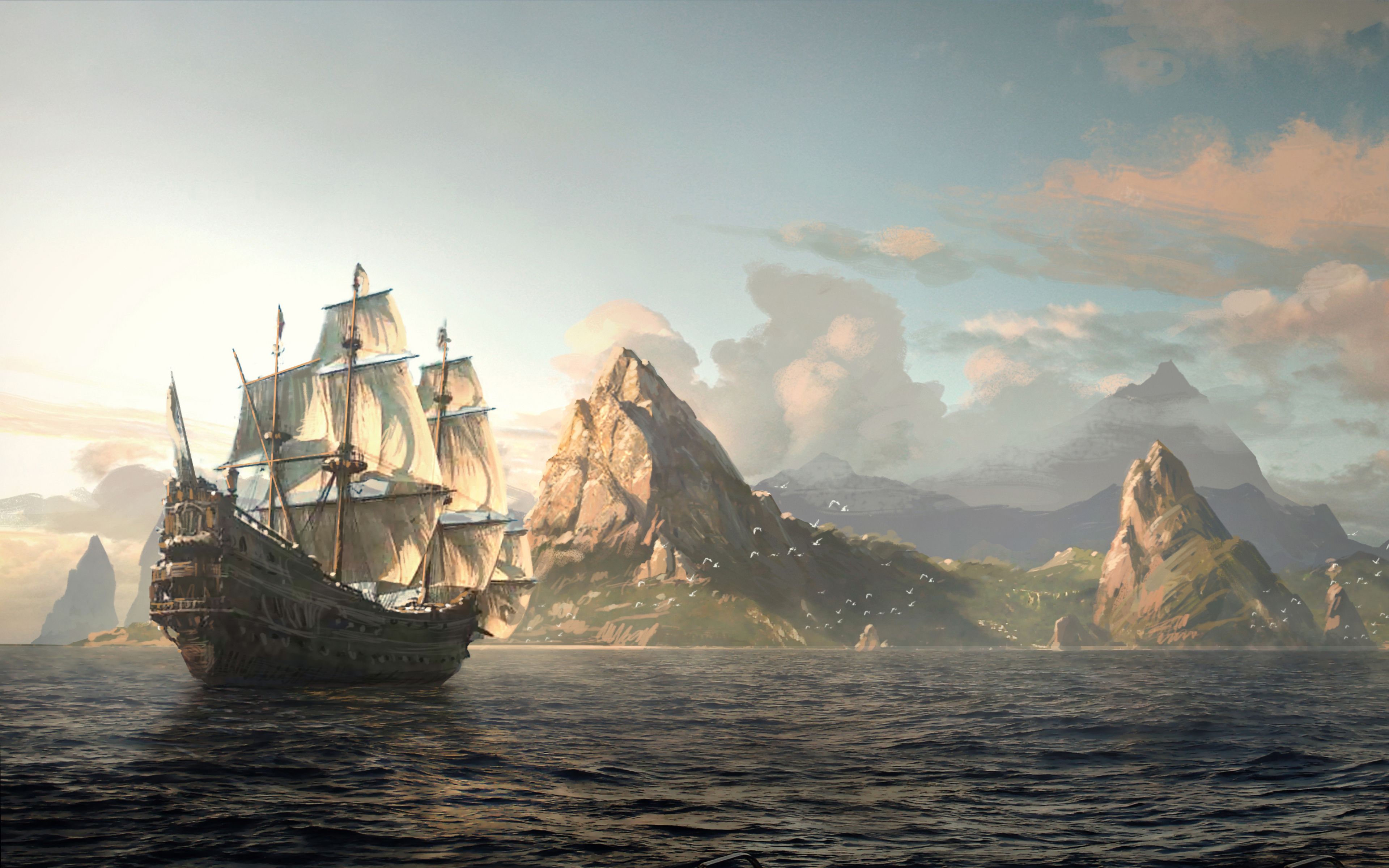 Nave pirata veliero mare, 3840x2400 4K Ultra HD, Monitor 4K