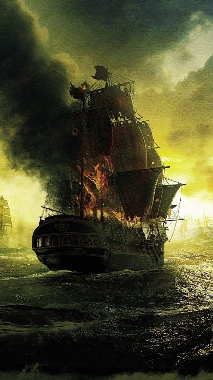 Nave pirata in fiamme, 750x1334 Verticale, iPhone