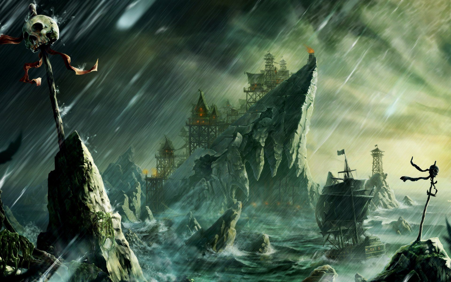 Isola pirata sotto tempesta, 1920x1200 Full HD+, Laptop