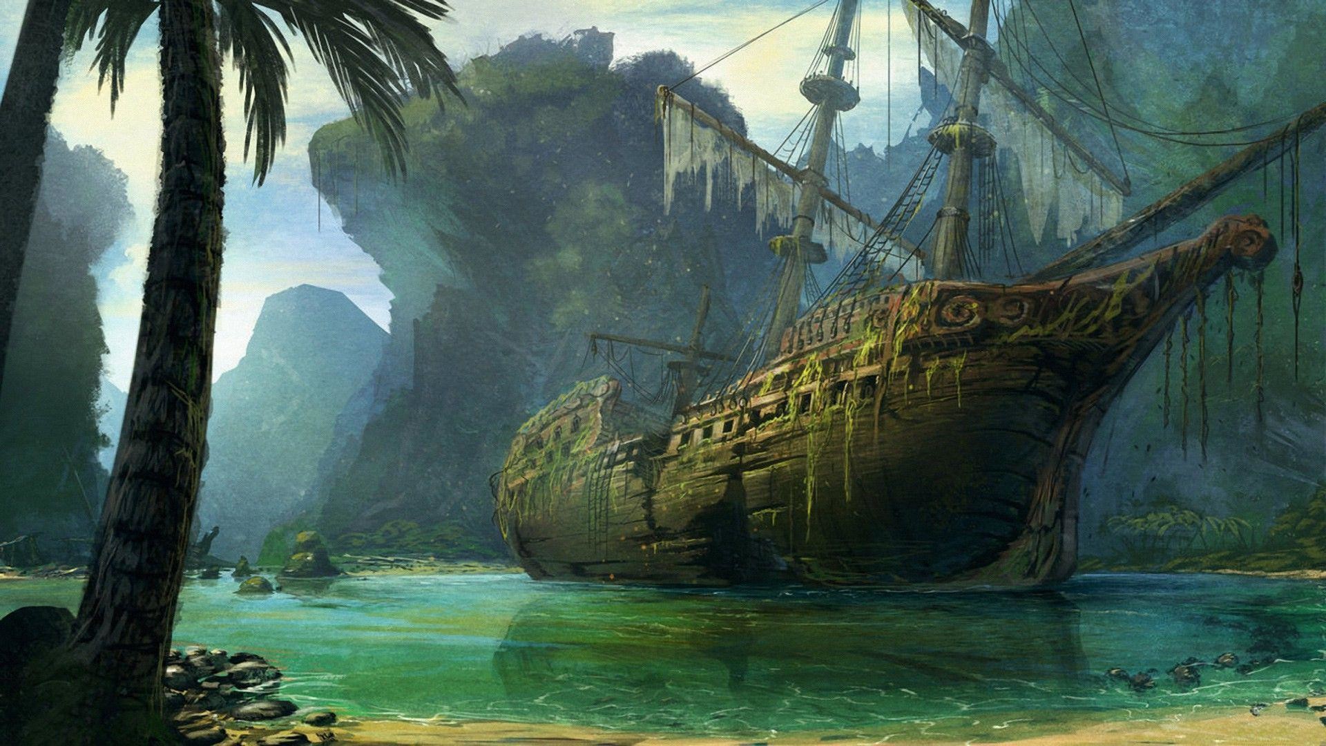 Nave pirata arenata isola, 1920x1080 1080p, Desktop