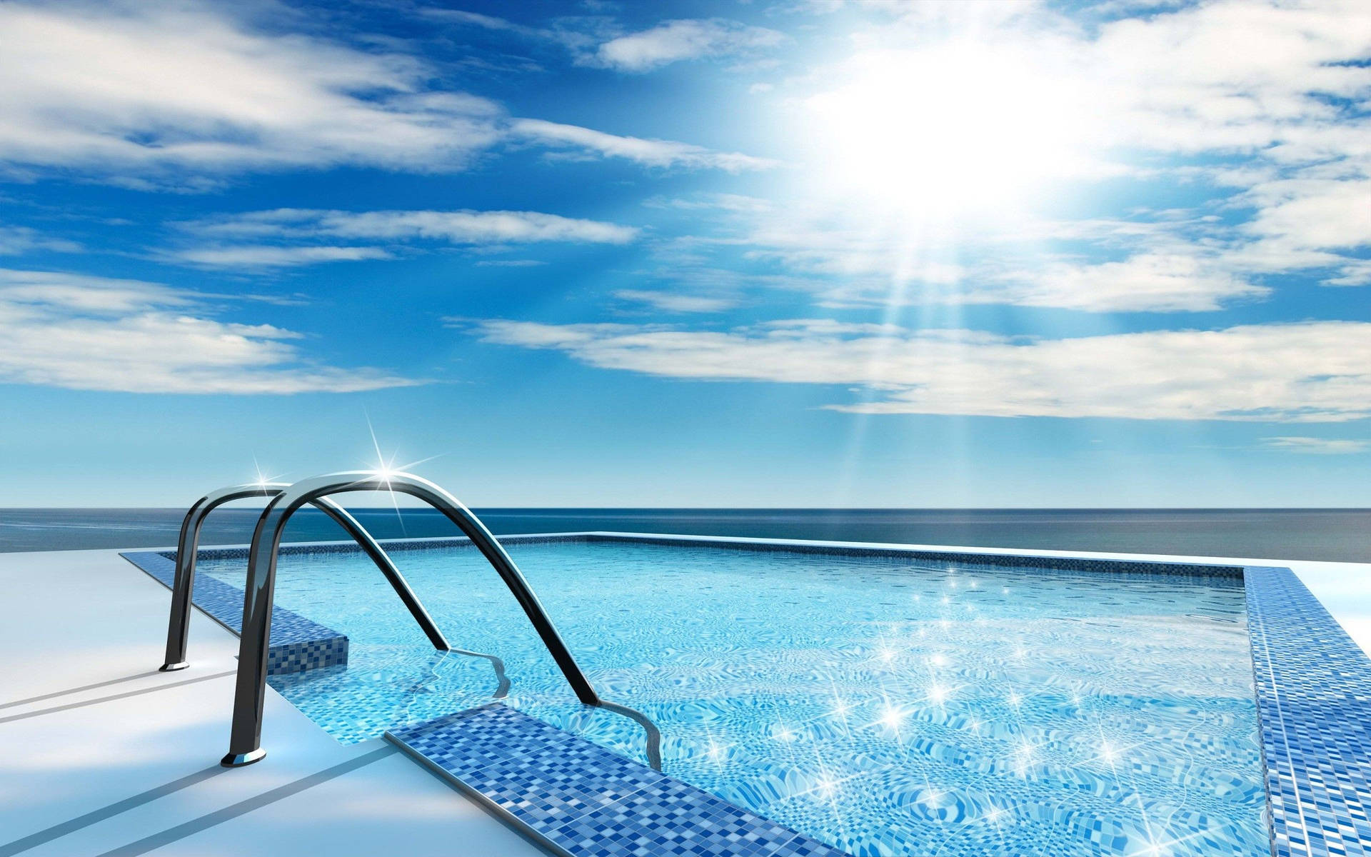 Piscina infinity con scaletta, 1920x1200 Full HD+ WUXGA, Desktop