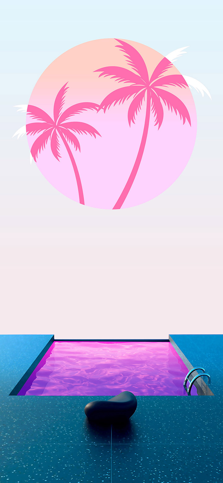 Piscina estetica con palme rosa, 720x1560 Full HD Verticale, Google Pixel