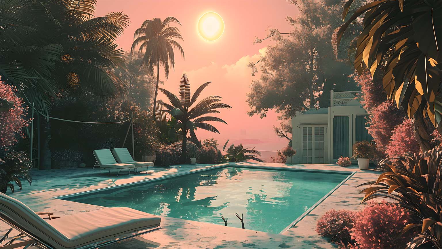 Piscina hotel al tramonto, 1536x864 HD, PC Desktop