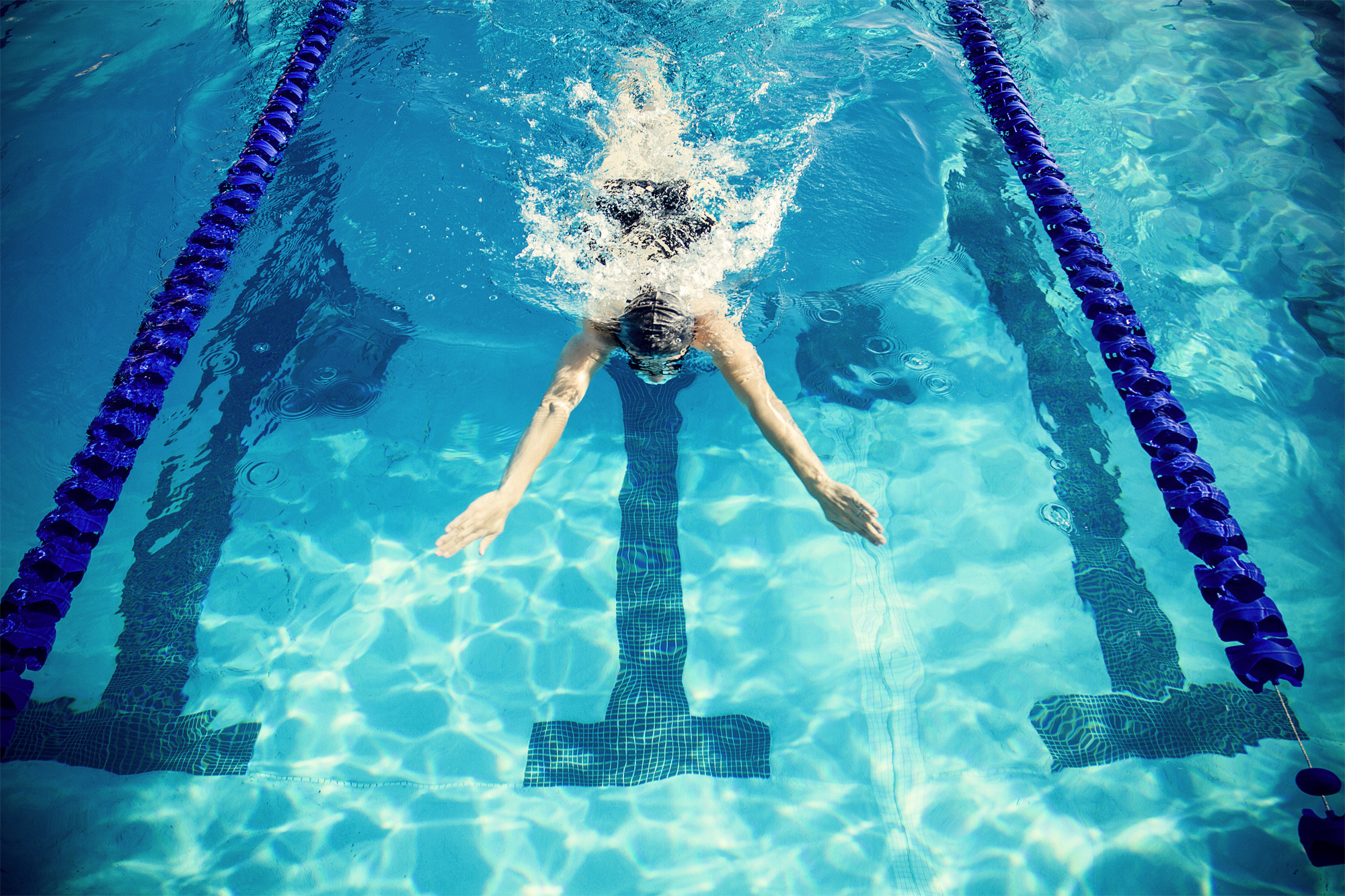 Nuotatore in piscina olimpionica, 2000x1333 alta risoluzione, PC