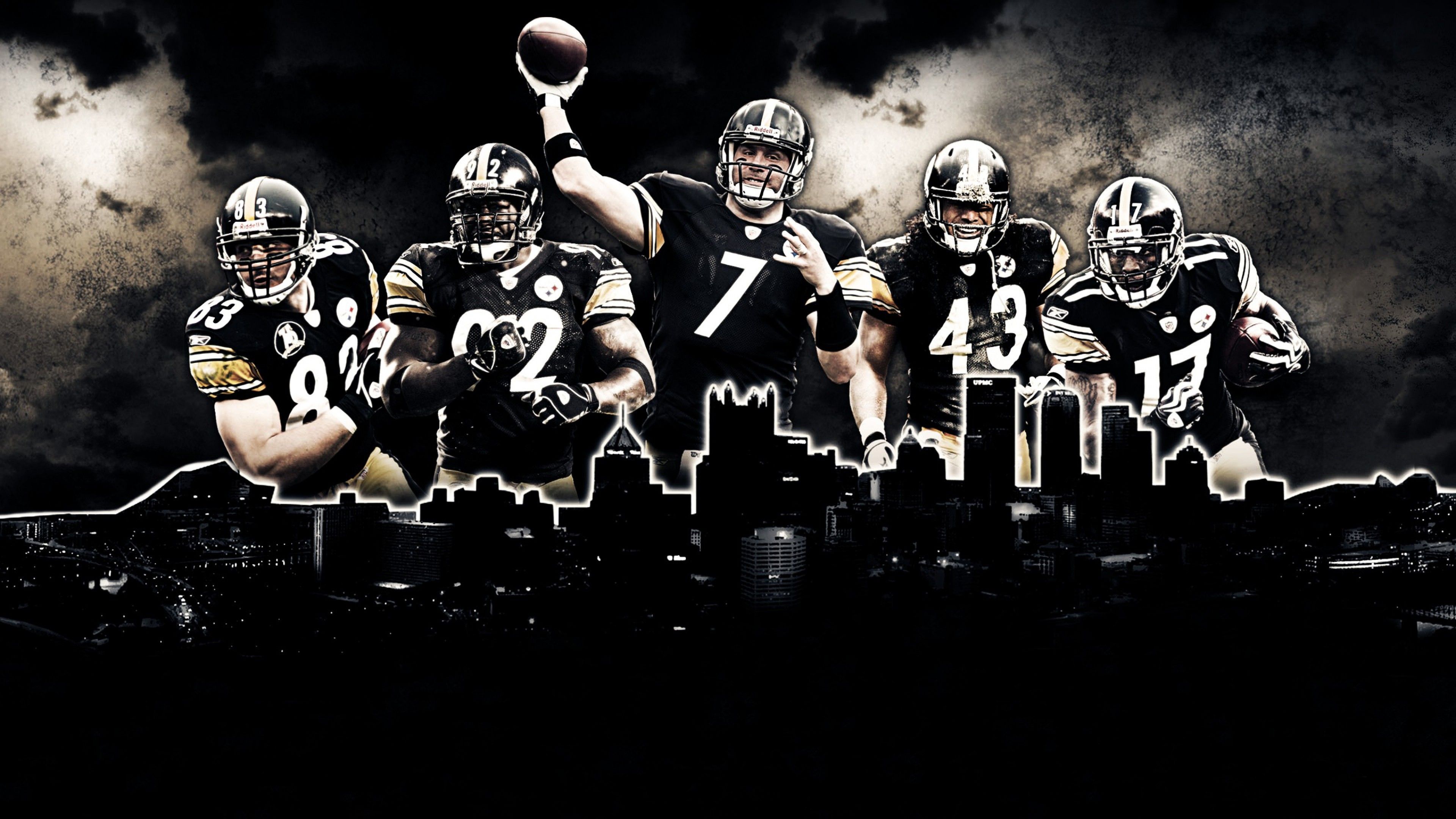 Giocatori Steelers skyline nero, 3840x2160 4K, Desktop 4K