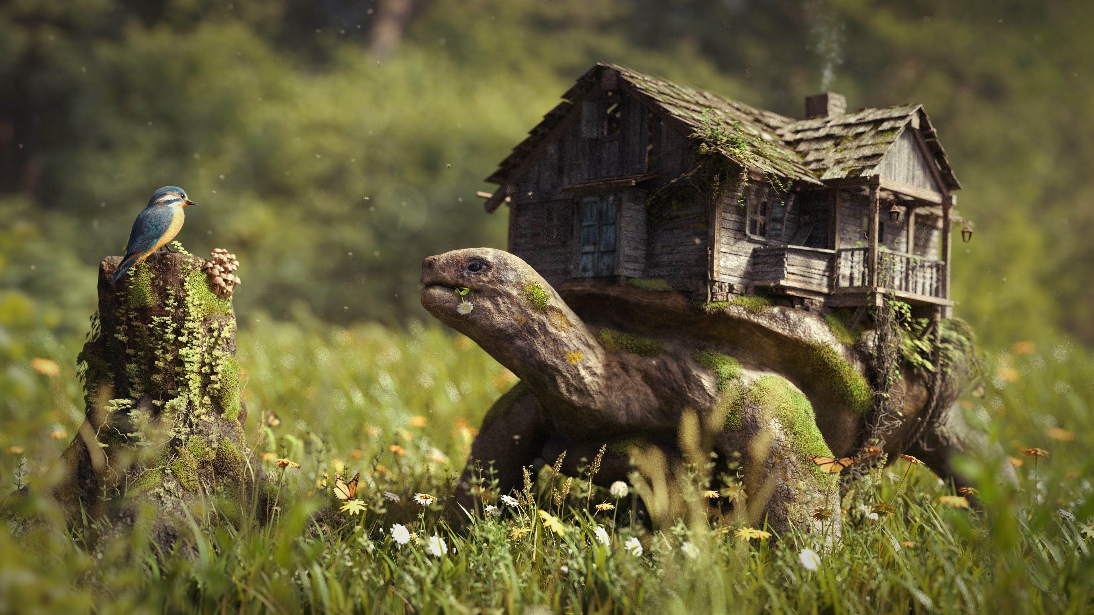 tartaruga con casa fiabesca, 3840x2160 UHD, PC 4K