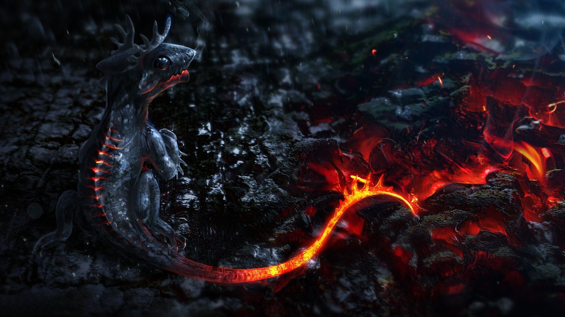 Drago di lava scuro, 1920x1080 1080p, Desktop