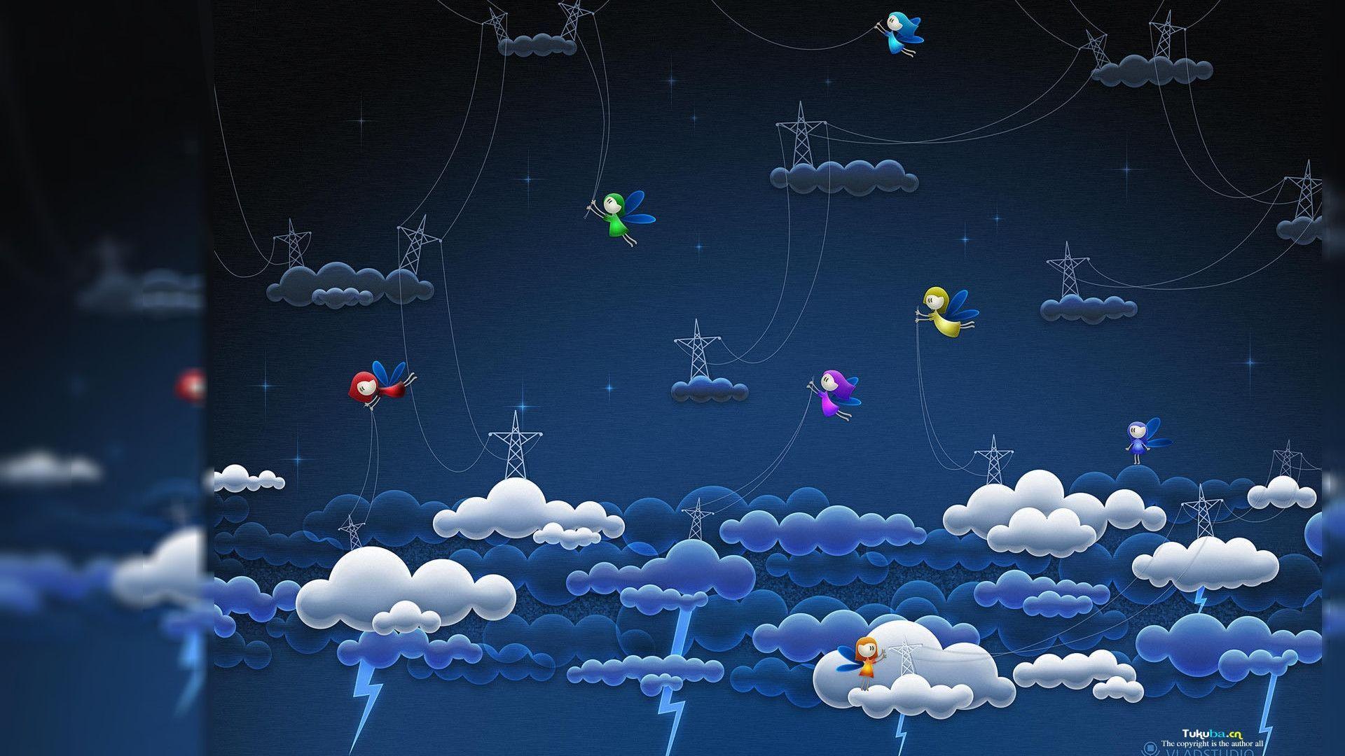 Nuvole notturne con luna, 1920x1080 Full HD 1080p, PC