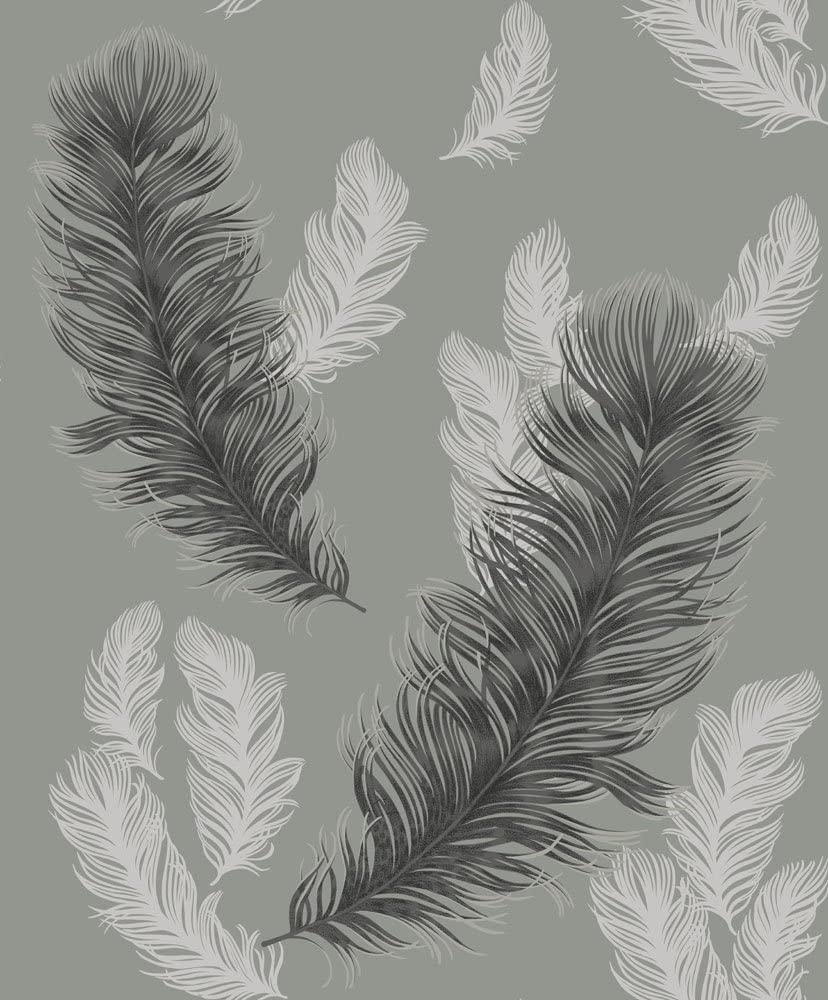 Piume nere disegnate sfondo grigio, 1000x1000 HD, Desktop