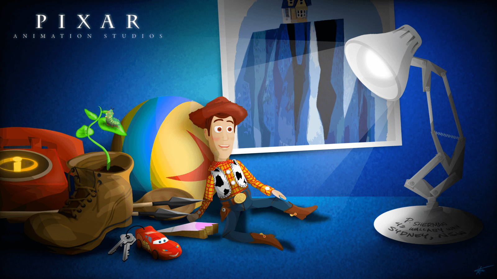 Woody Toy Story logo Pixar, 1600x900 HD, iMac