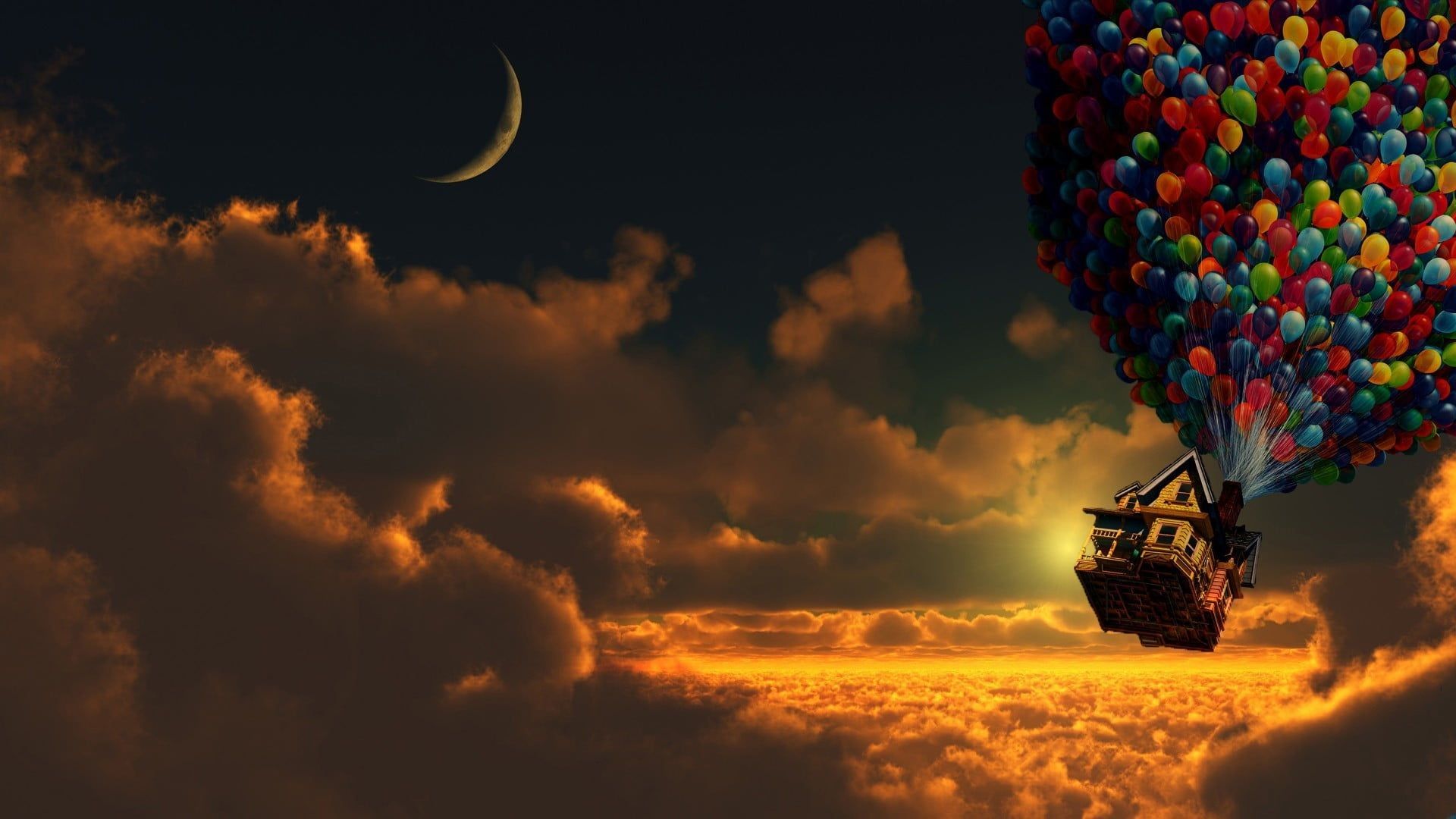 Casa con palloncini, film Up, 1920x1080 1080p, Desktop