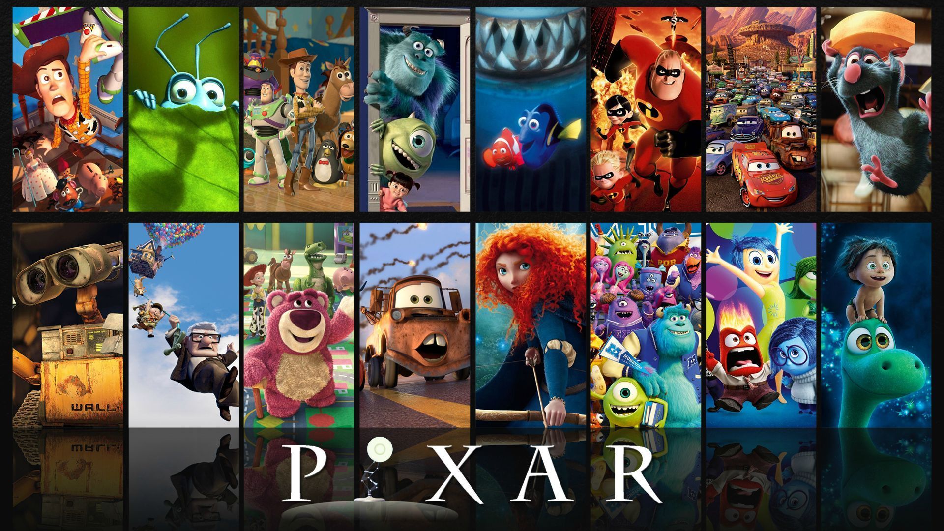 Collage personaggi film Pixar, 1920x1080 Full HD, PC
