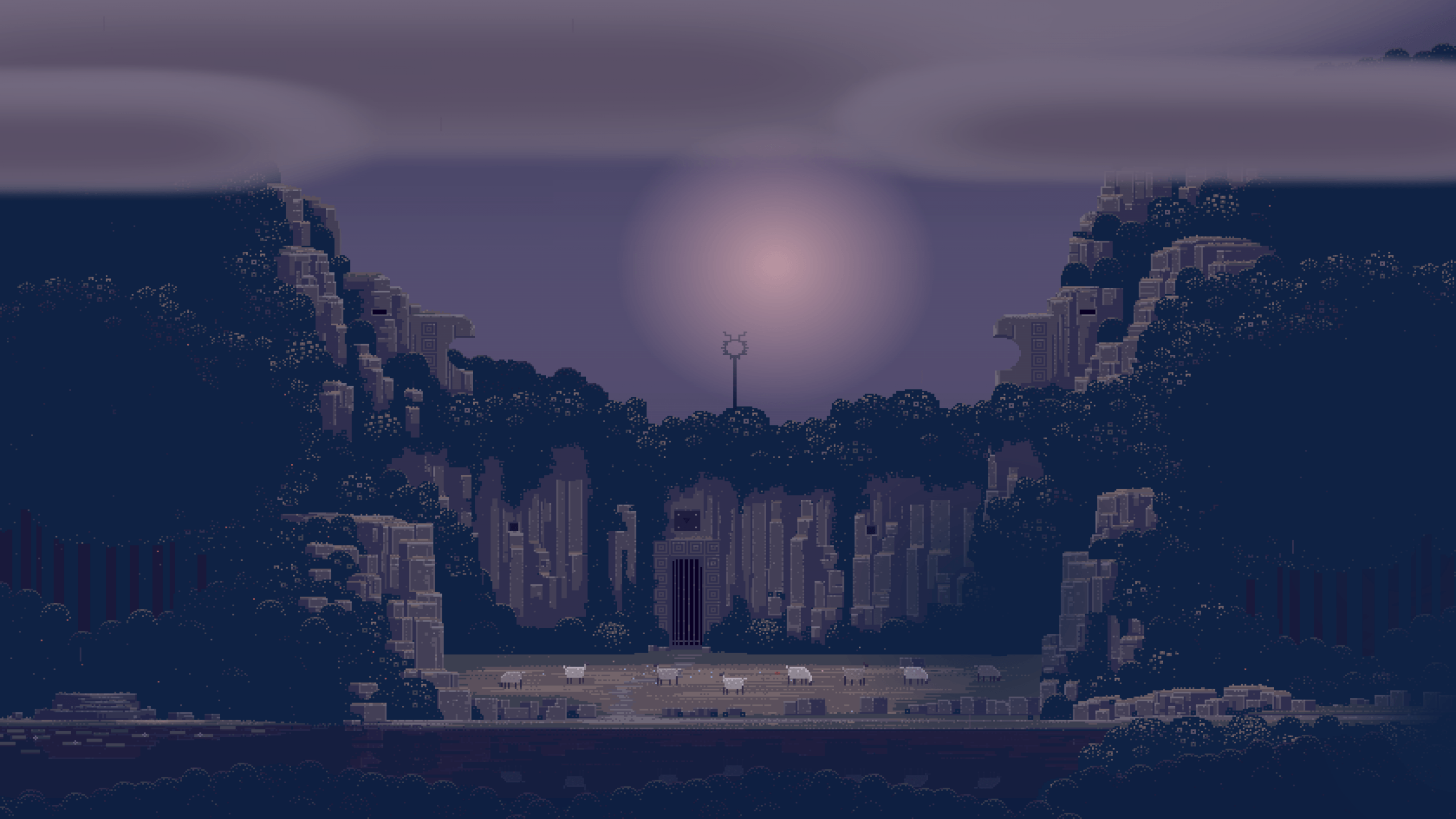 paesaggio pixel art notturno, 2560x1440 1440p, Desktop