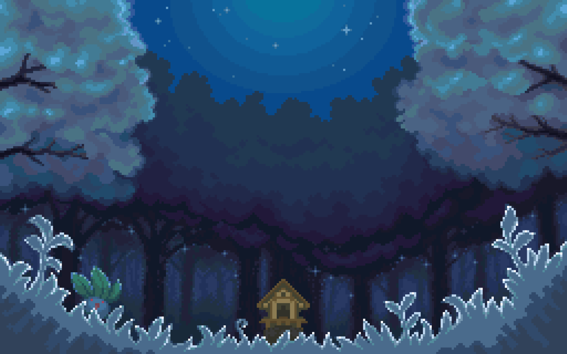 Foresta notturna casetta pixel art, 1920x1200 WUXGA, iMac