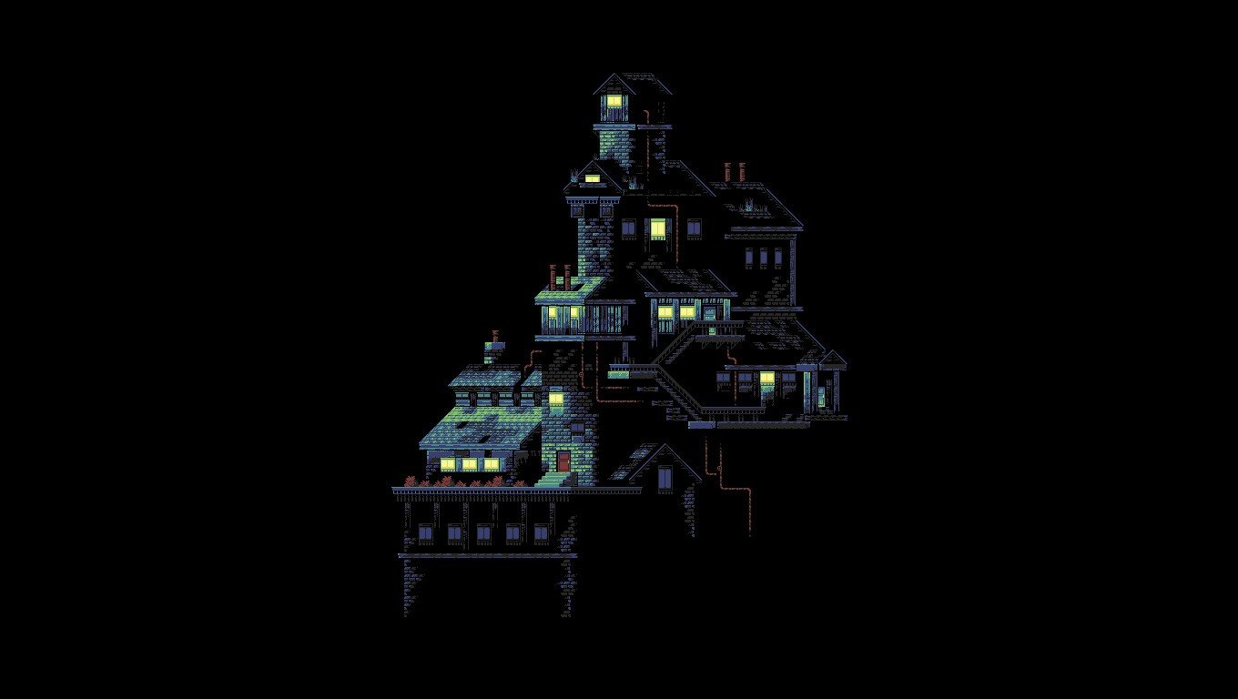 Casa pixel art notturna, 1360x768 720p, PC