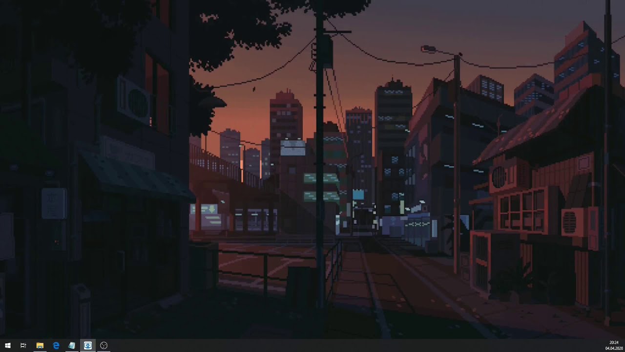 Strada urbana pixel art tramonto, 1280x720 HD, Desktop