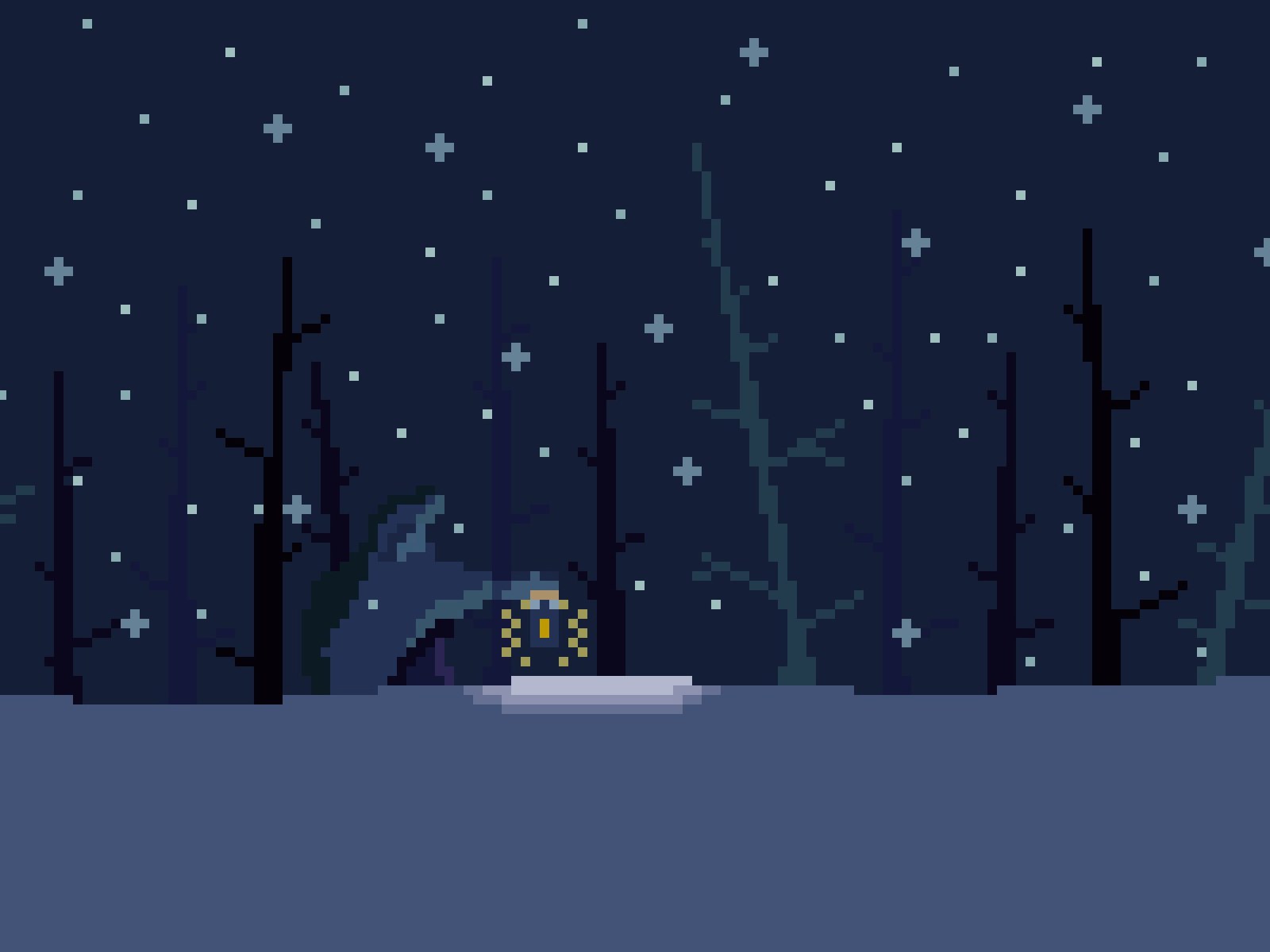 Foresta pixel art notturna, 1600x1200 900p, PC