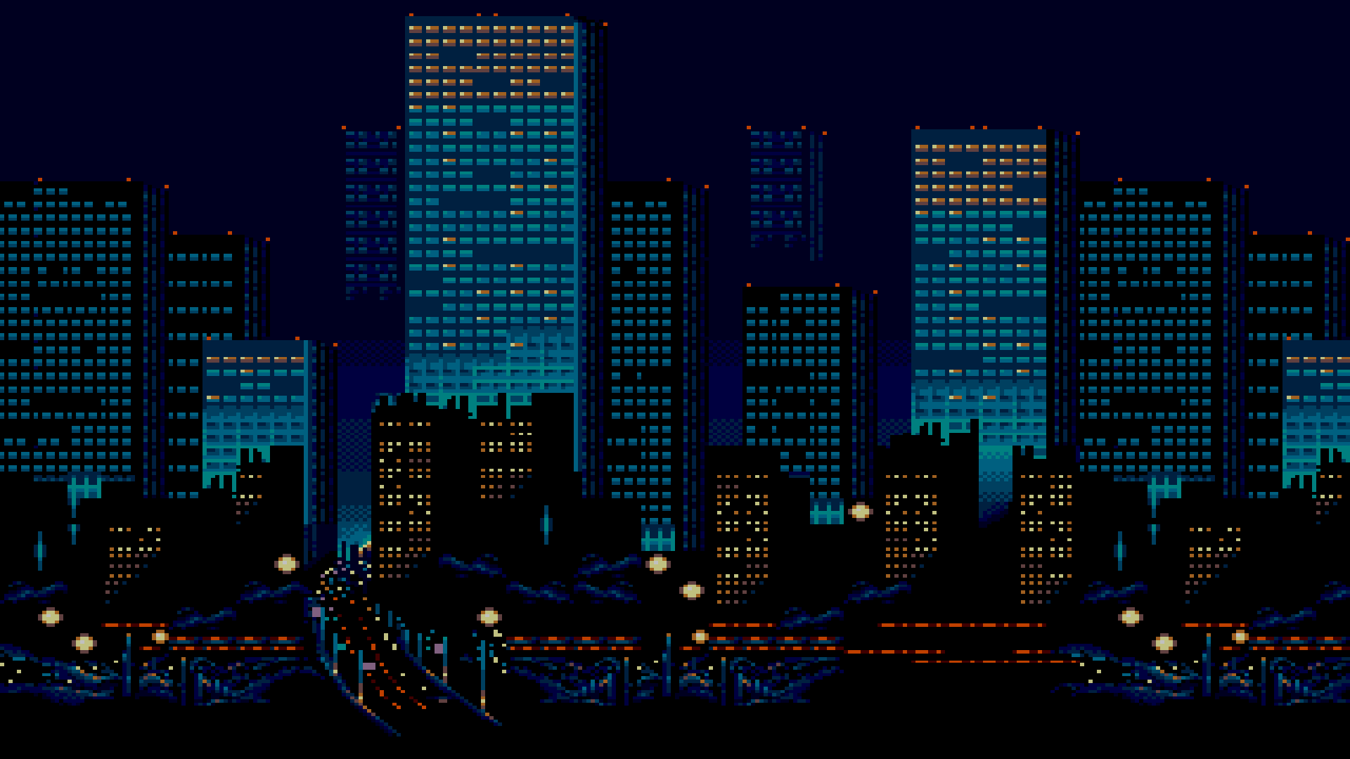 Città notturna pixel art, 1920x1080 1080p, PC Desktop