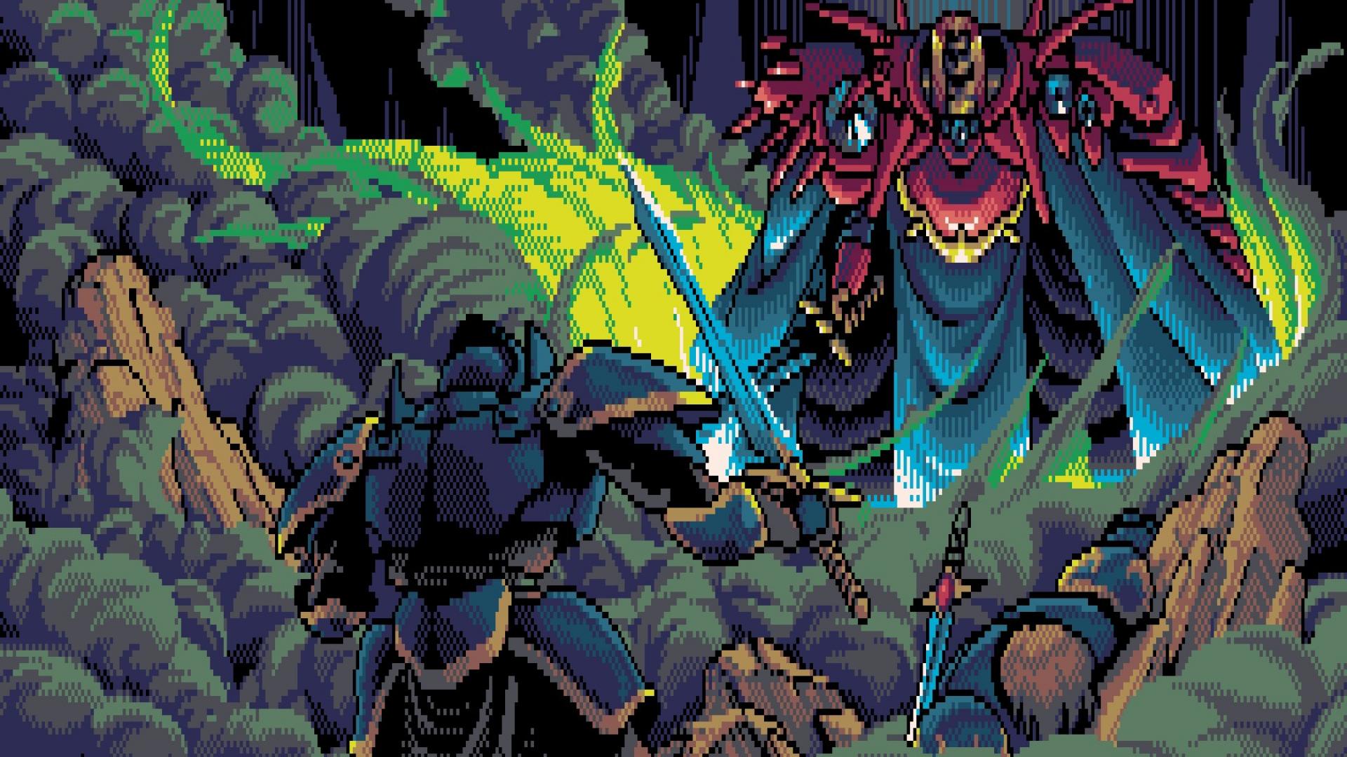 Cavaliere pixel art contro demone, 1920x1080 Full HD 1080p, Desktop