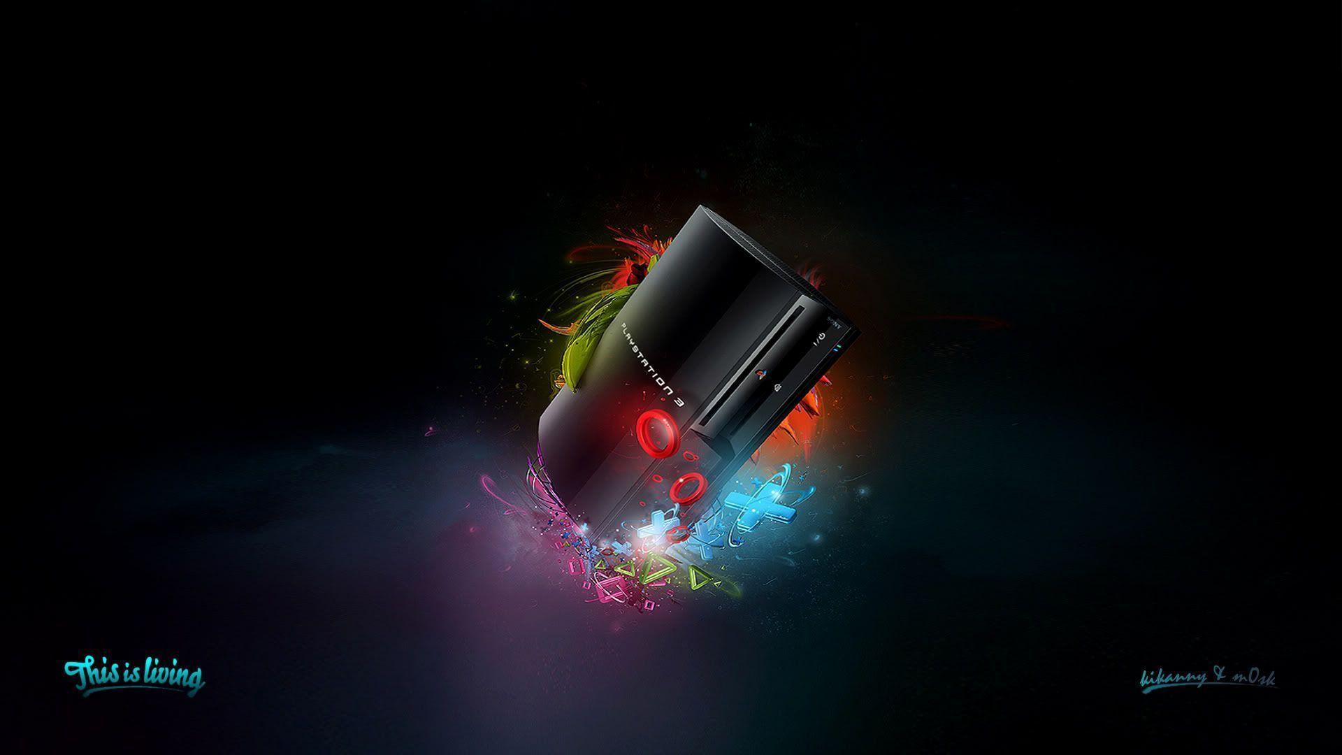 Simboli PlayStation colorati sfondo nero, 1545x955 720p, PC