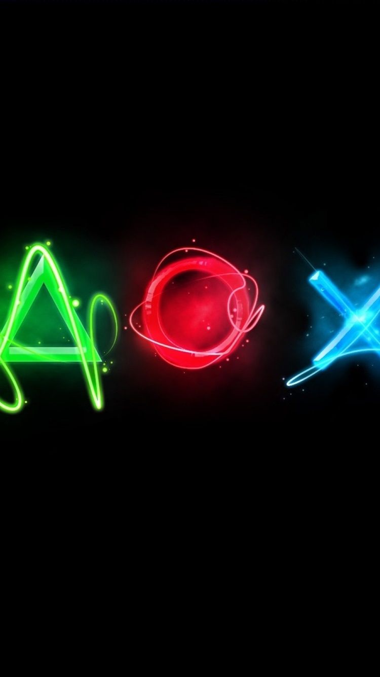 Simboli PlayStation neon colorati, 750x1334 Verticale, iPhone Pro