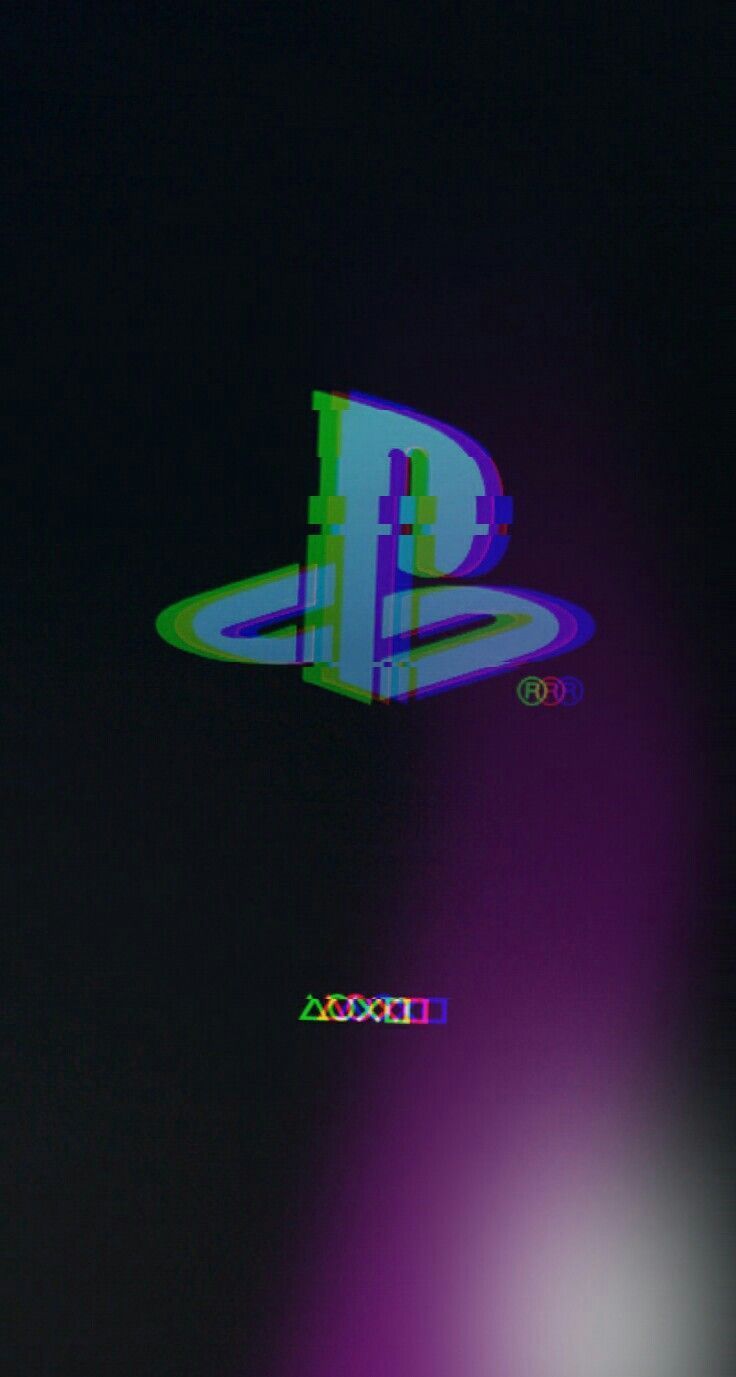 Logo PlayStation glitch viola, 736x1377 Full HD Verticale, iPhone Pro