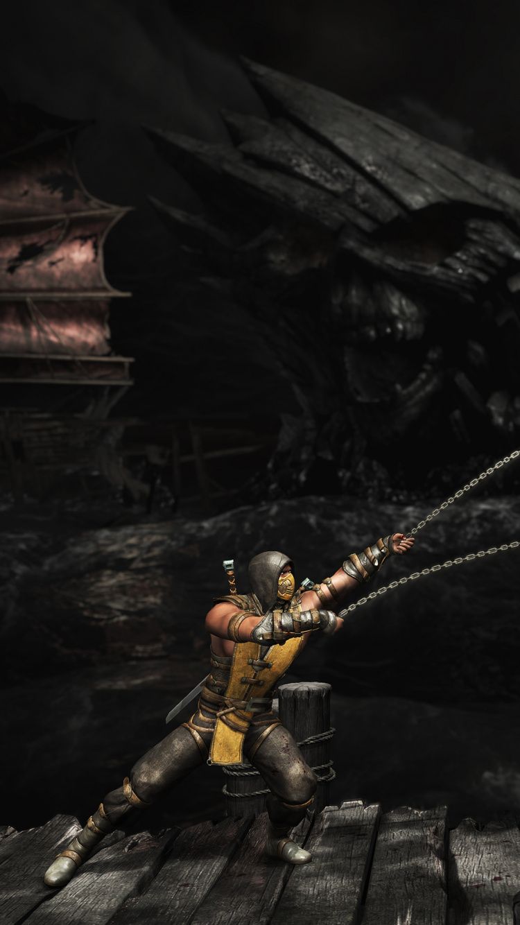Scorpion Mortal Kombat con catene, ninja, 750x1334 Full HD Verticale, iPhone Plus