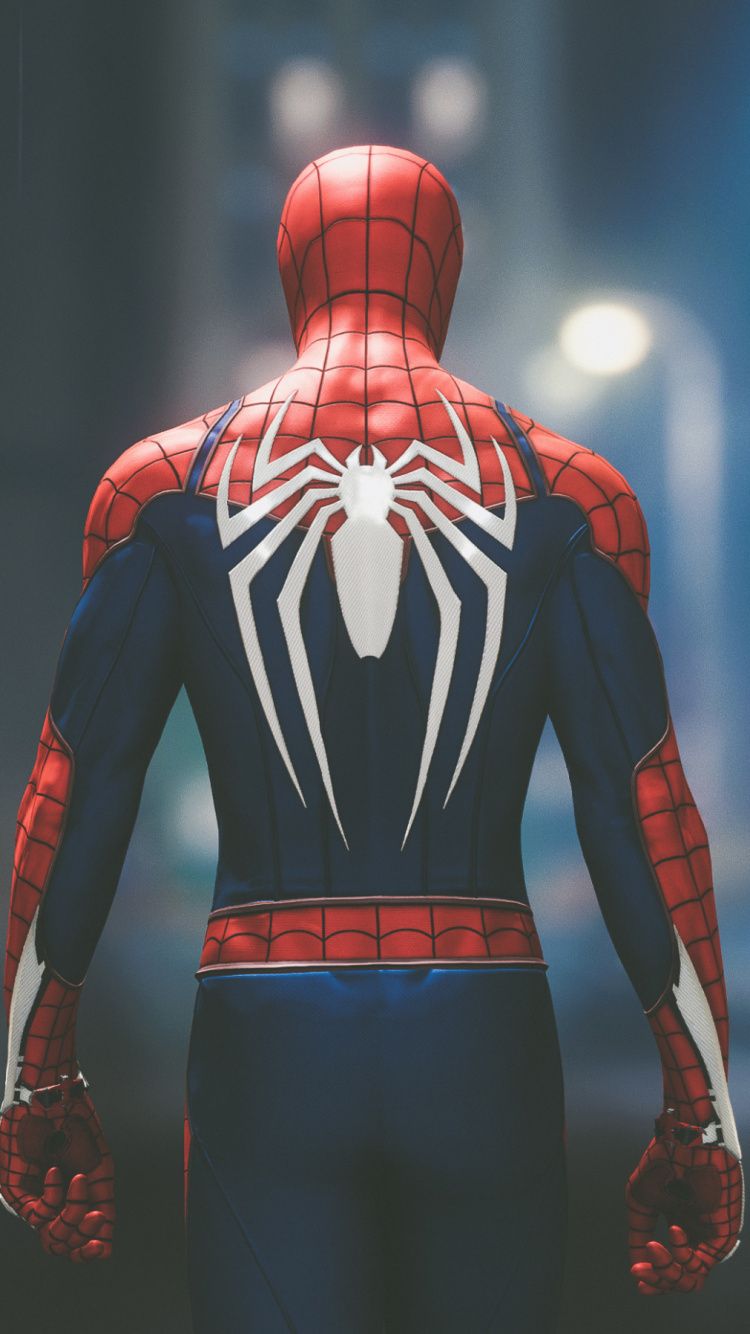 Spider-Man PS4 di spalle, Marvel, 750x1334 Verticale, iPhone Pro