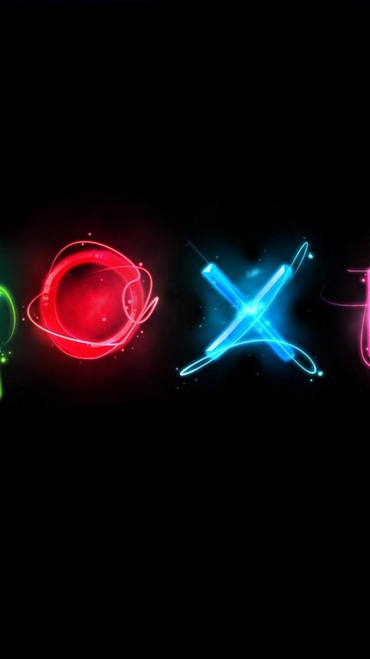Simboli PlayStation neon colorati, 750x1334 Verticale, iPhone Pro
