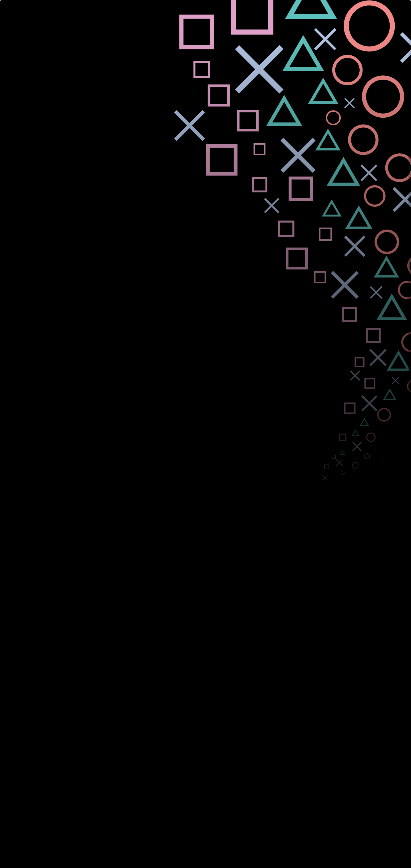 Simboli pulsanti PlayStation su nero, 1440x3040 Verticale, Samsung Galaxy