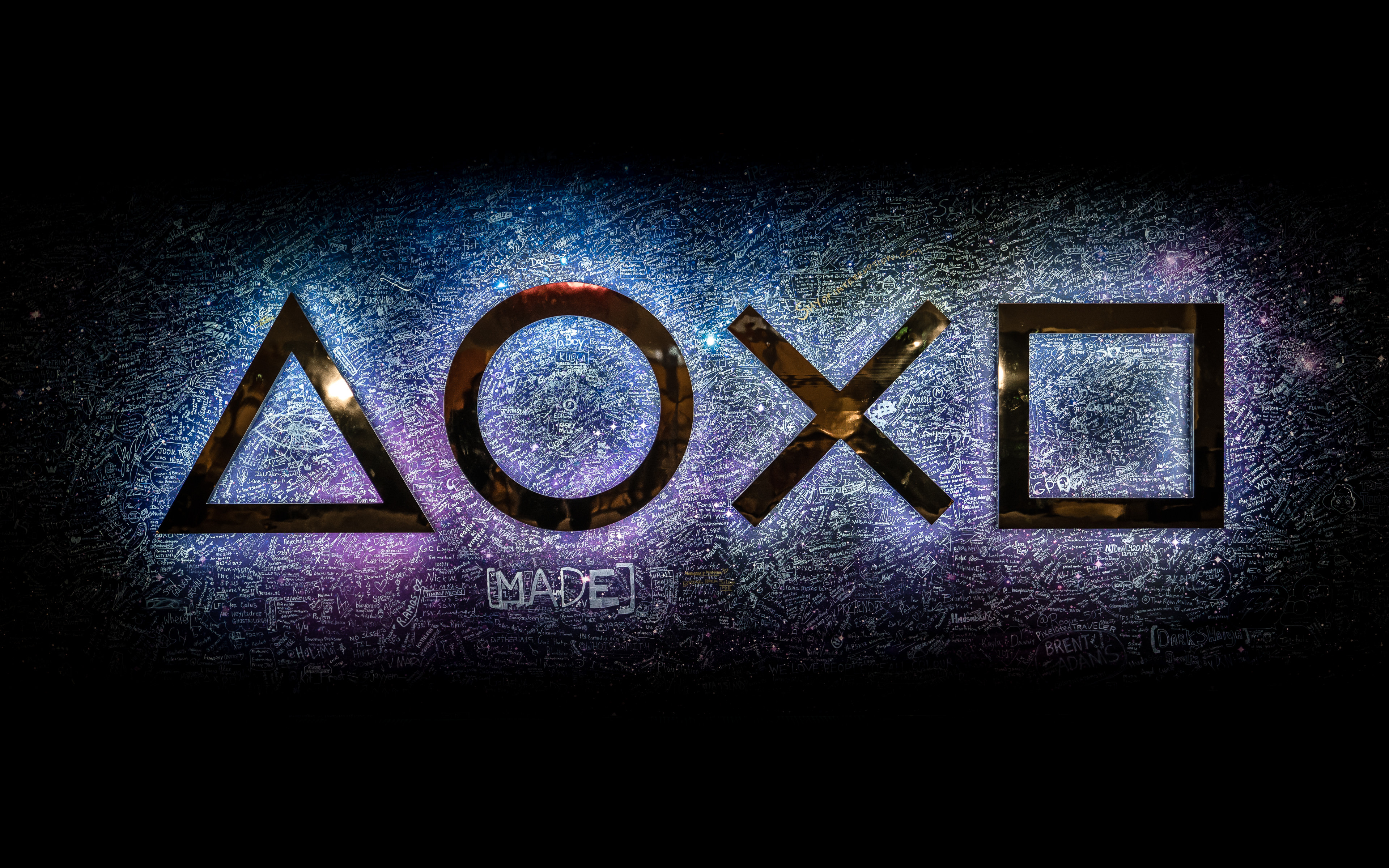 Simboli PlayStation su sfondo galassia, 3840x2400 4K, Desktop 4K