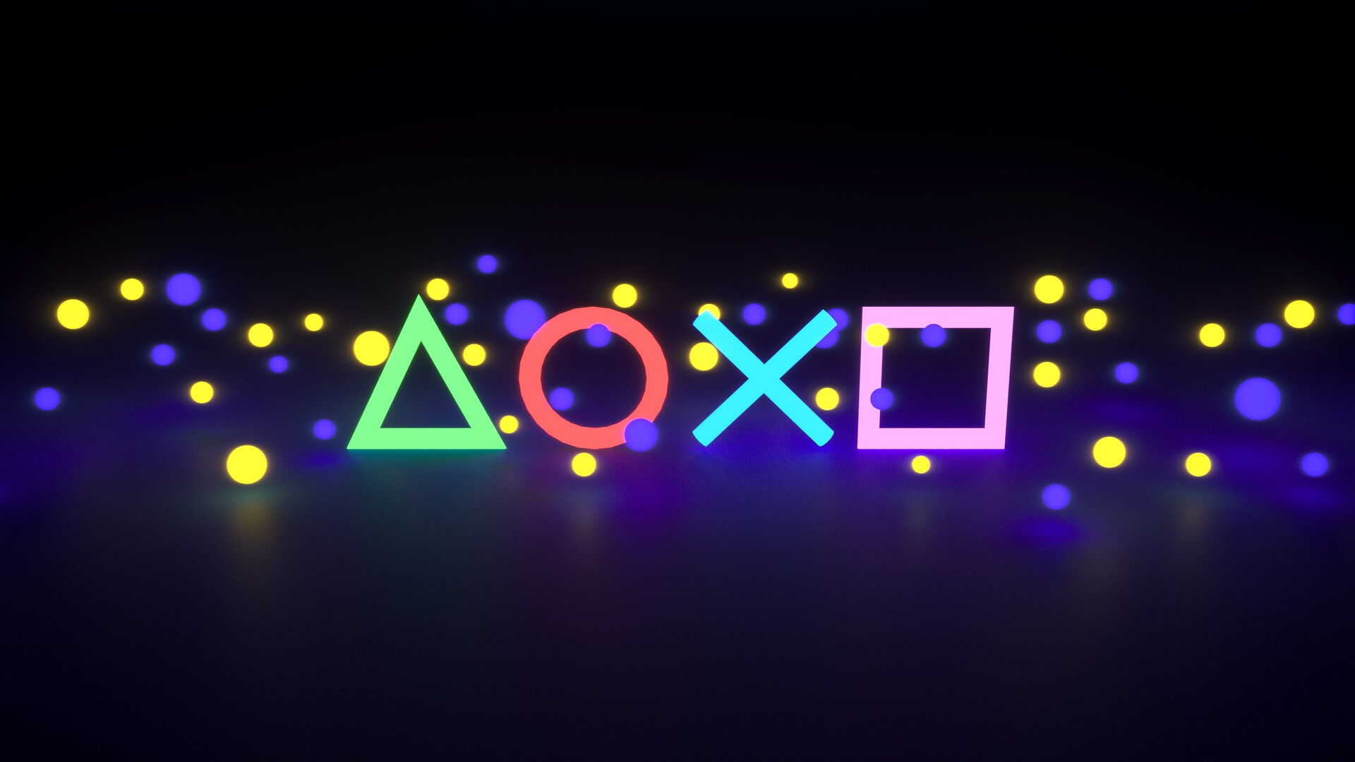 Simboli PlayStation neon colorati, 1920x1080 Full HD, Desktop