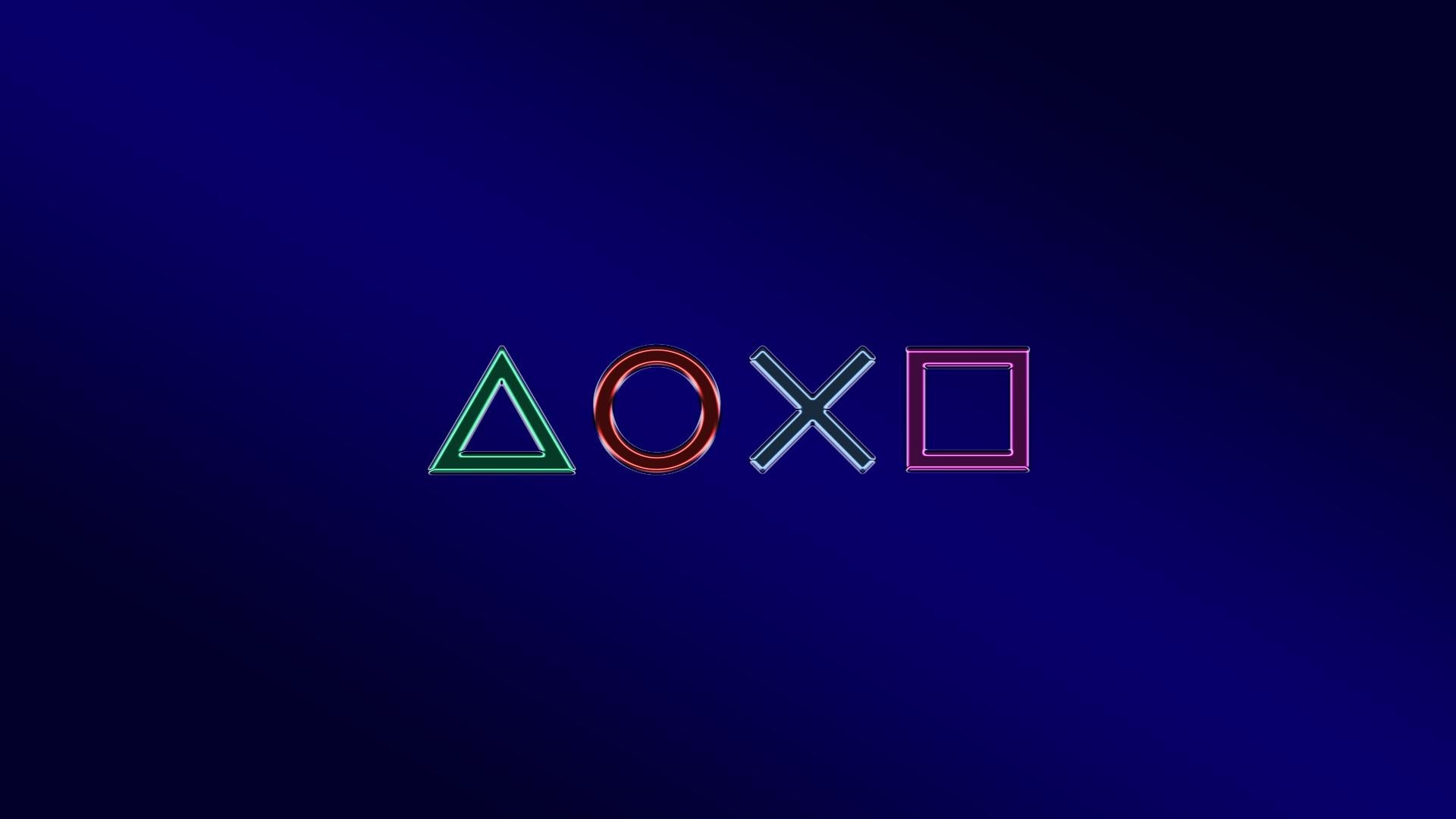 Simboli PlayStation neon blu, 1920x1080 Full HD 1080p, PC Desktop