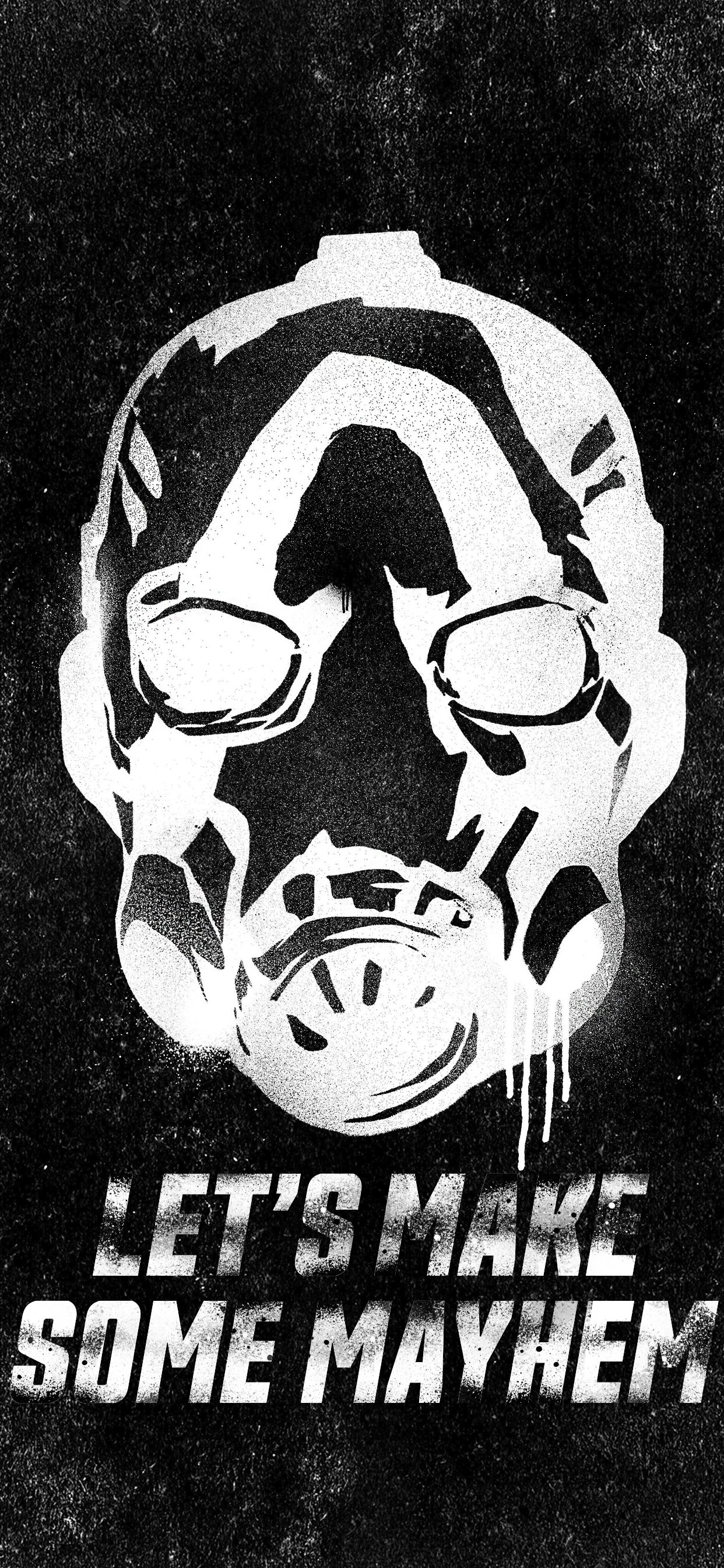 Maschera Psycho Borderlands bianco nero, 1242x2688 Full HD Verticale, iPhone