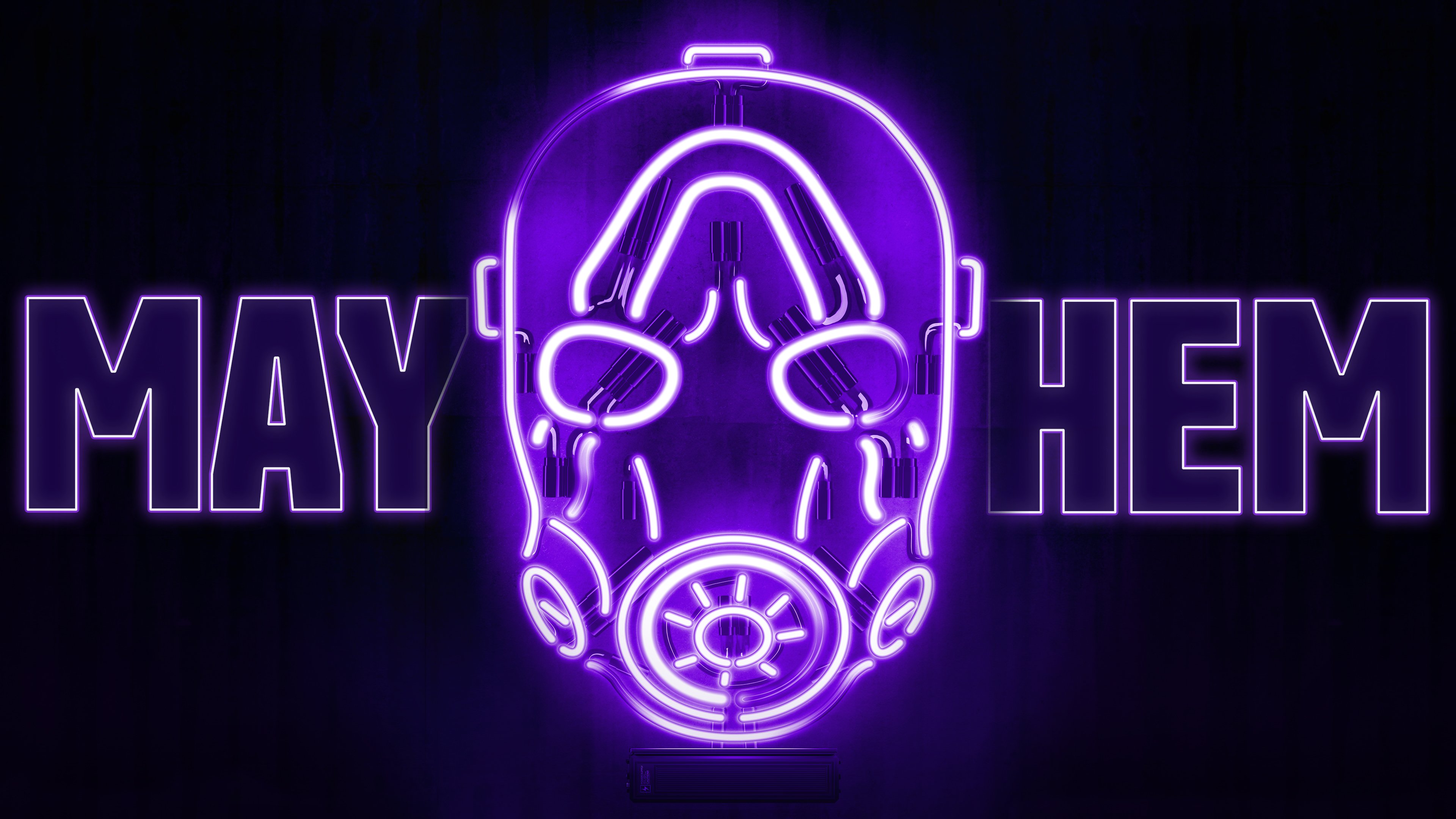 Maschera al neon viola Mayhem, 3840x2160 4K Ultra HD, Monitor 4K