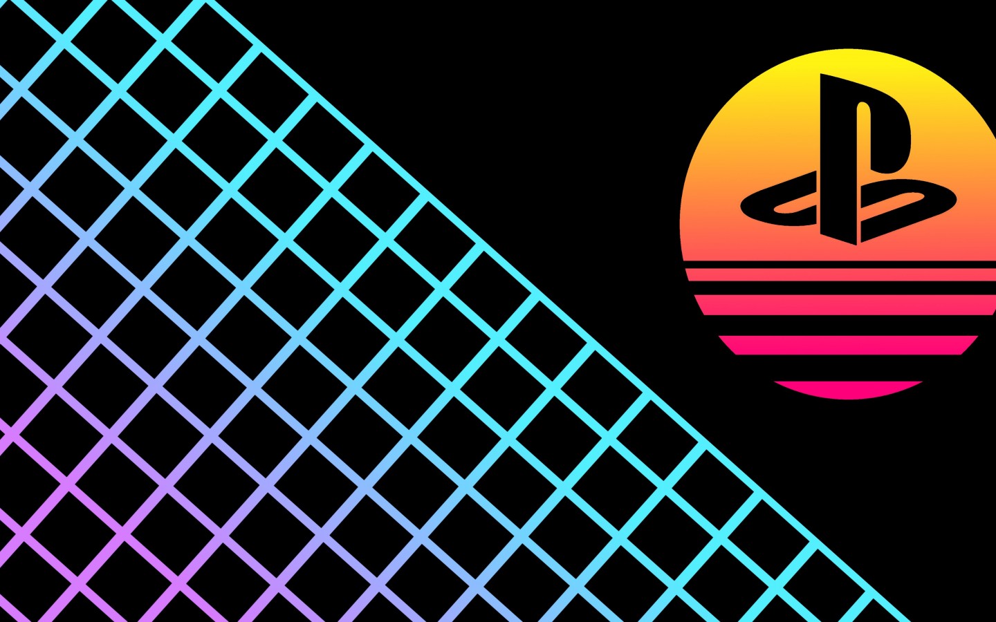 Logo PlayStation retrowave tramonto, 1440x900 HD, Desktop
