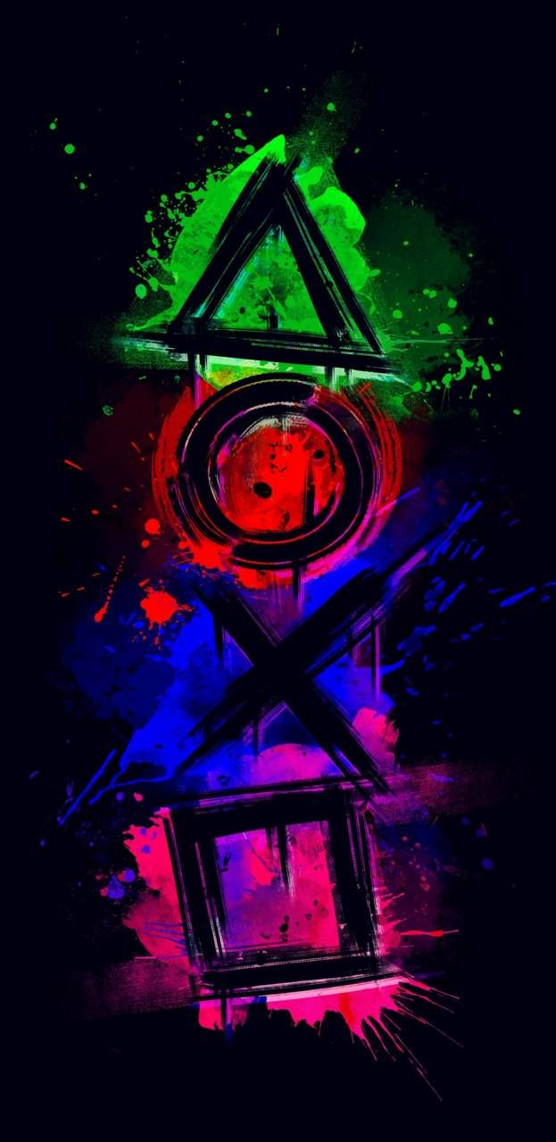 Simboli PlayStation colorati, 623x1280 Verticale, Telefono