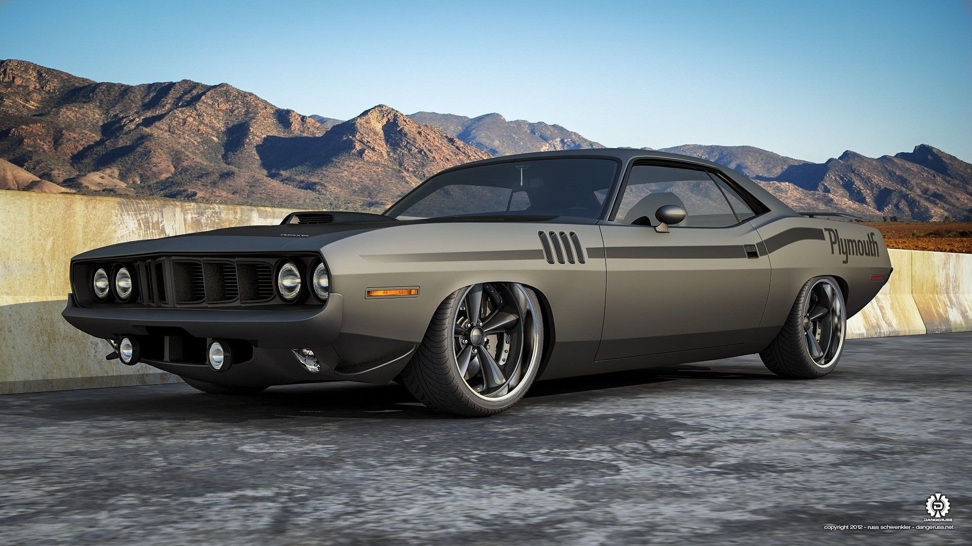 Plymouth Barracuda grigia deserto, 1920x1080 1080p, Desktop