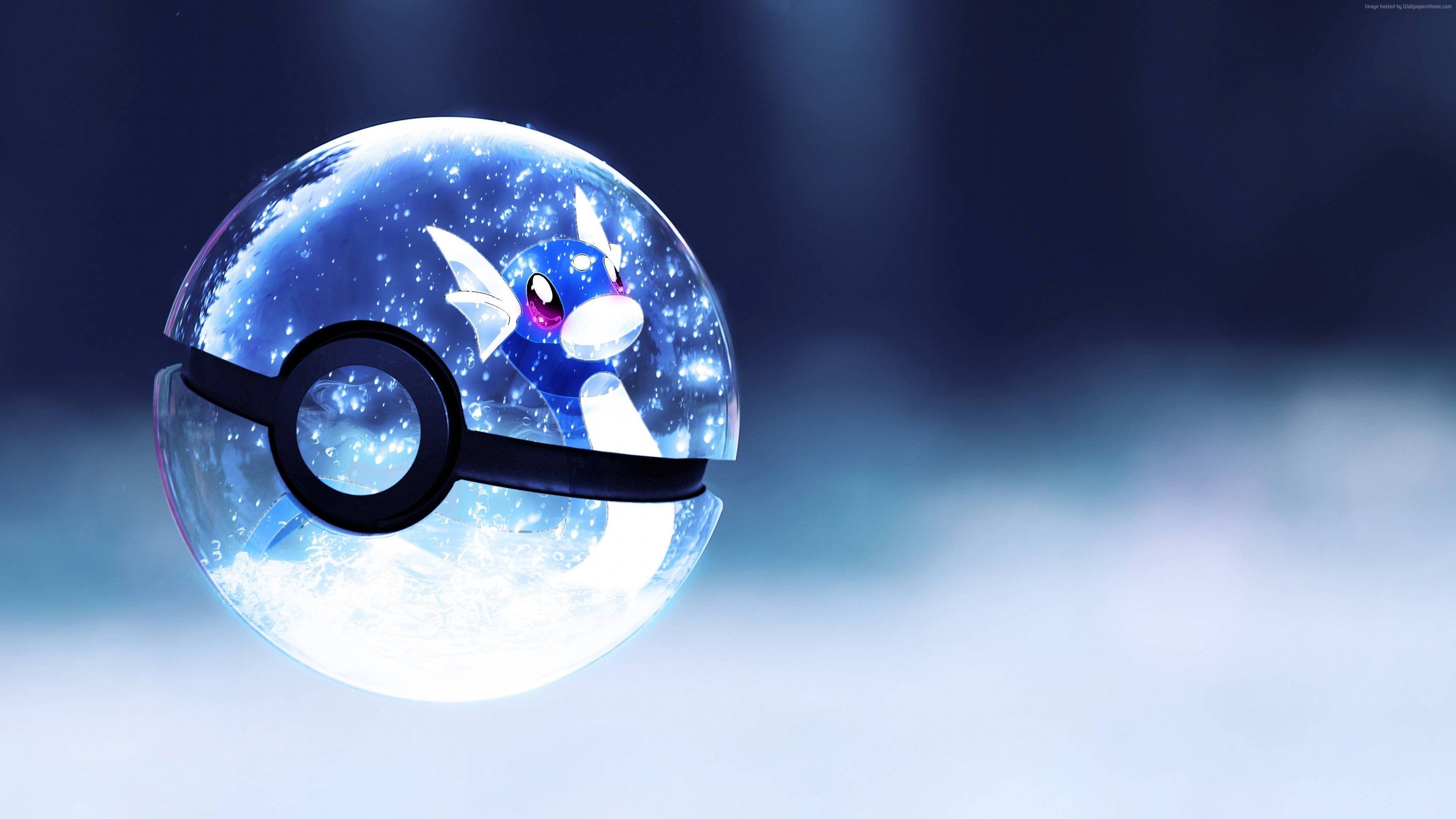 Poké Ball di cristallo blu, 3840x2160 4K Ultra HD, Monitor 4K
