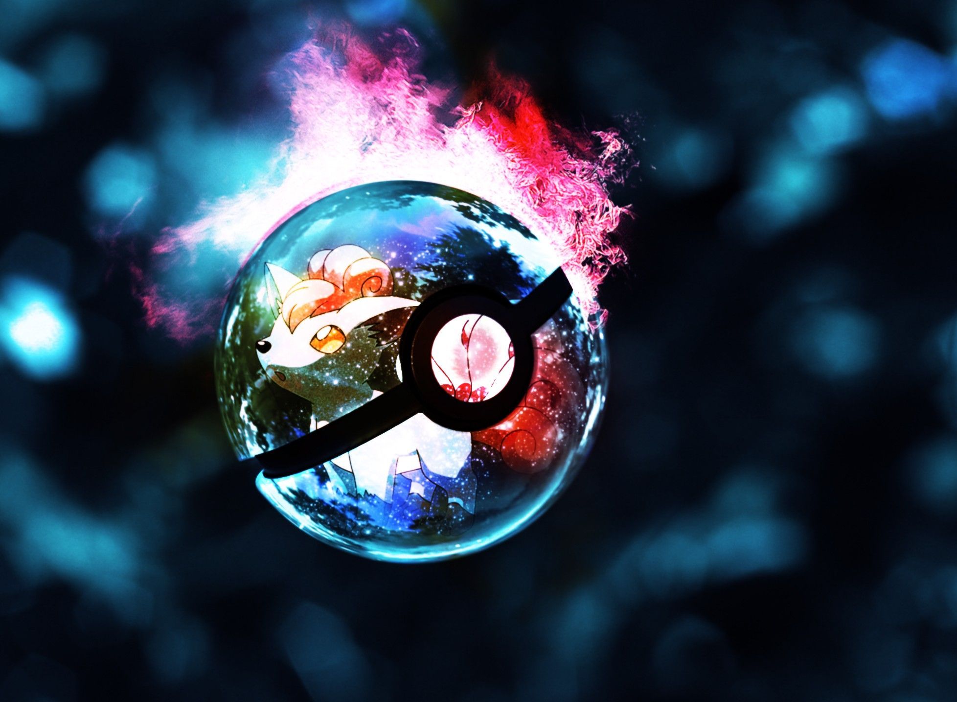 Poké Ball luminosa con fumo colorato, 1956x1434 Full HD+, Desktop