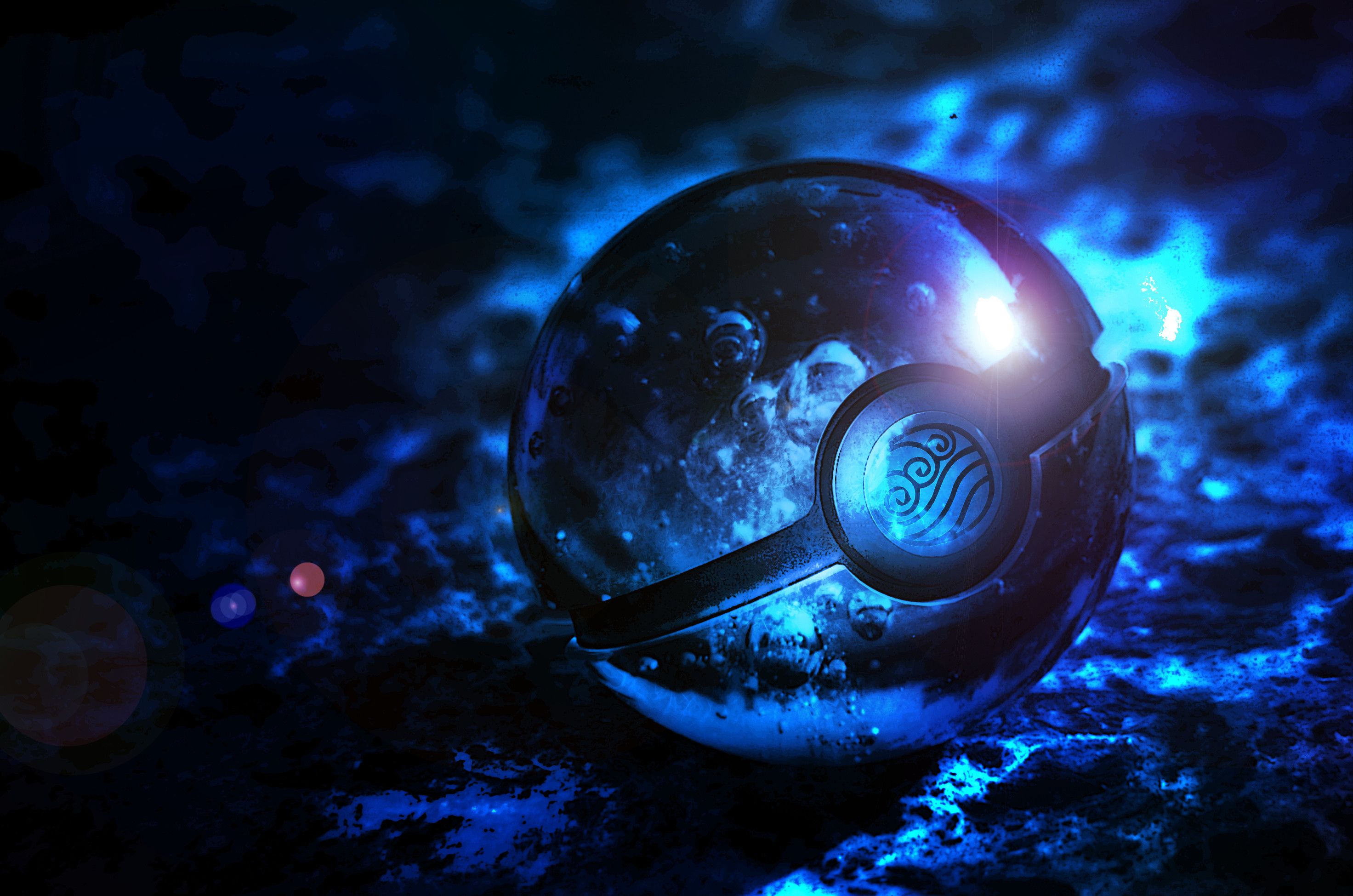 Poké Ball blu luminosa scura, 2944x1949 2K, Desktop