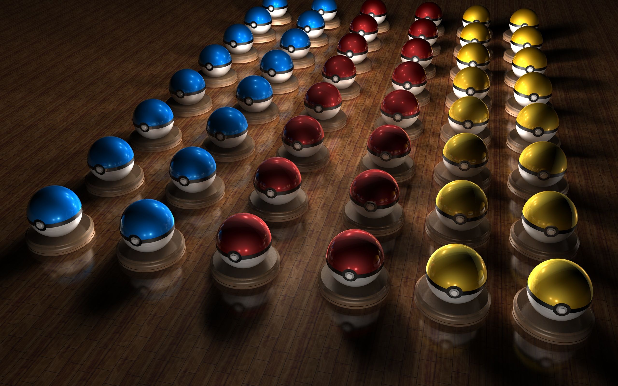 File di Poké Ball colorate, 2560x1600 2K, PC