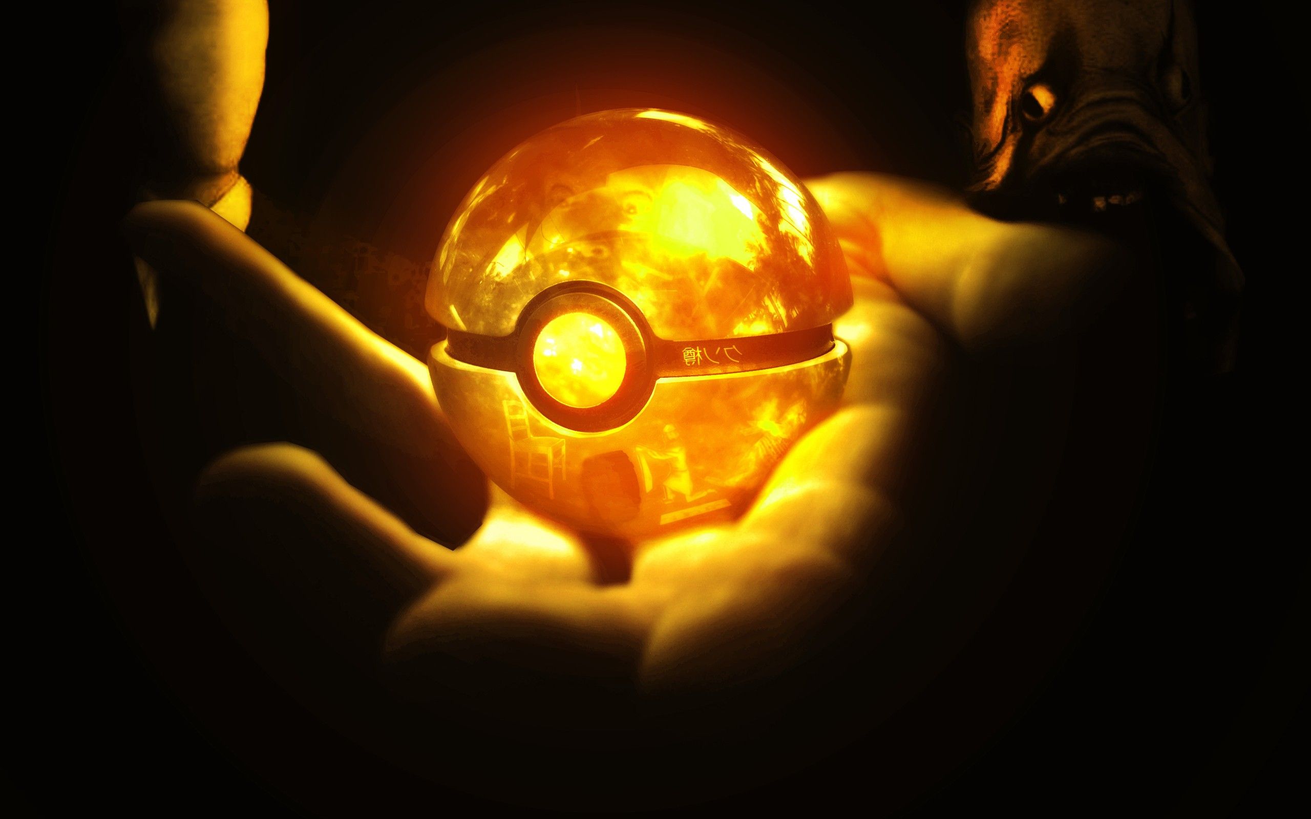 Poké Ball luminosa in mano, 2560x1600 WQXGA, Desktop