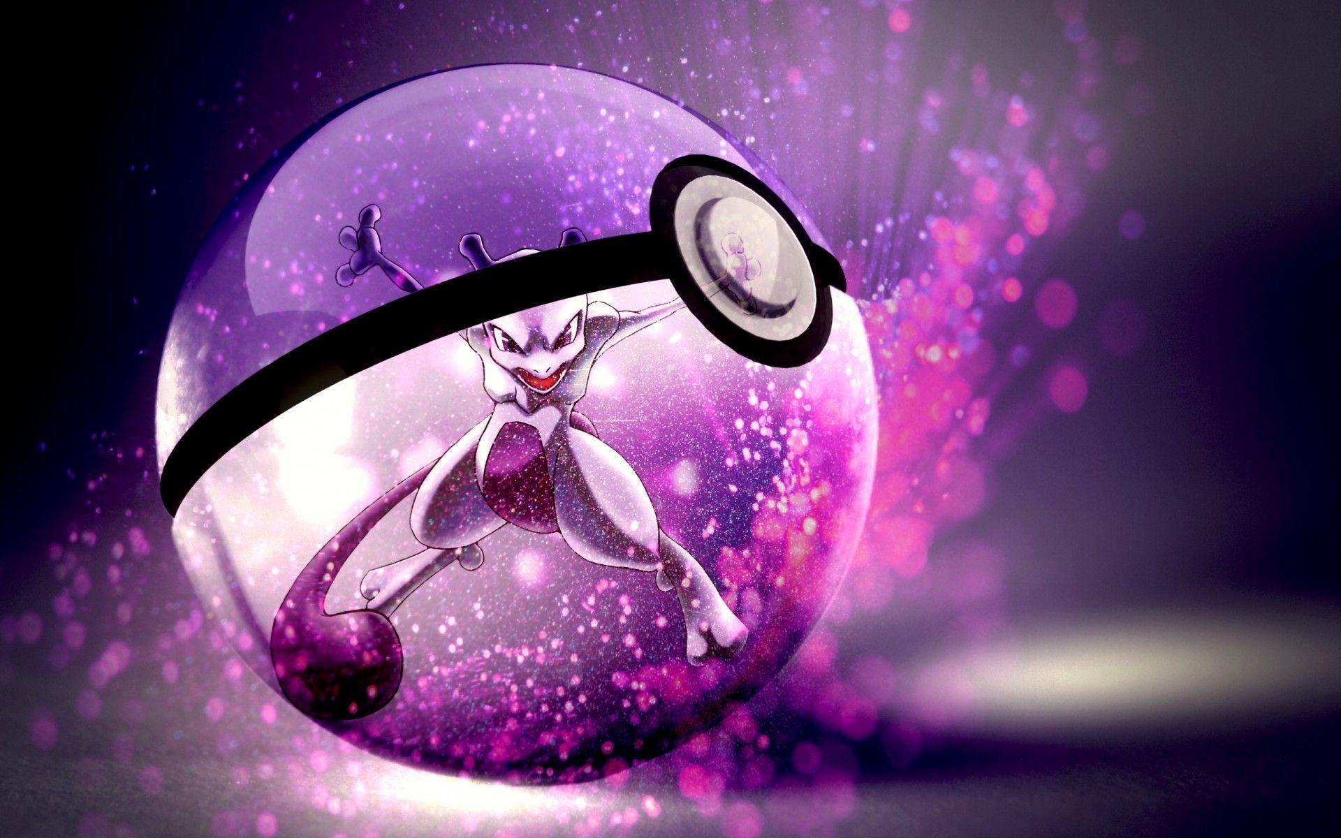 Mewtwo dentro Poké Ball viola, 1920x1200 WUXGA, PC