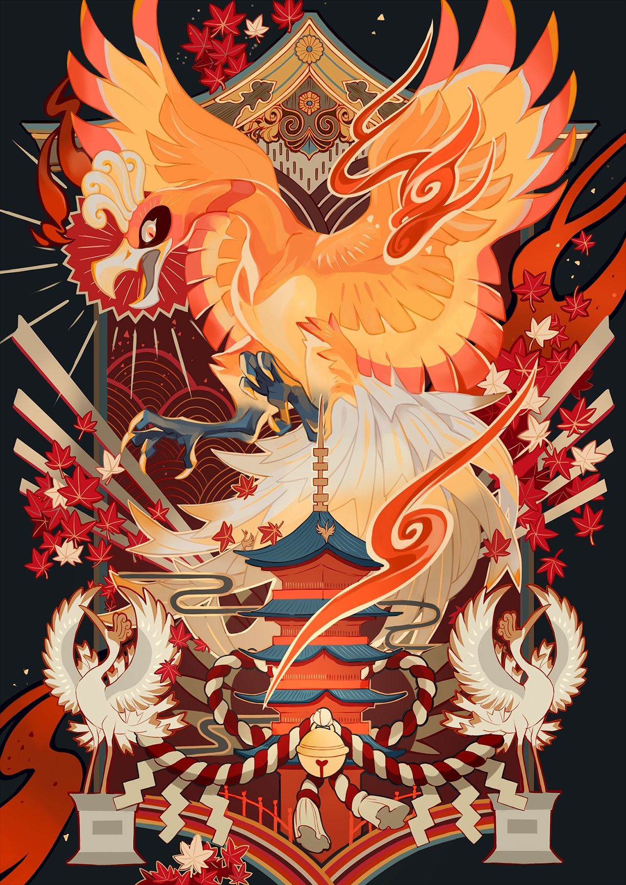 Ho-oh Pokémon fenice arancione, 1225x1730 Full HD Verticale, Samsung Galaxy