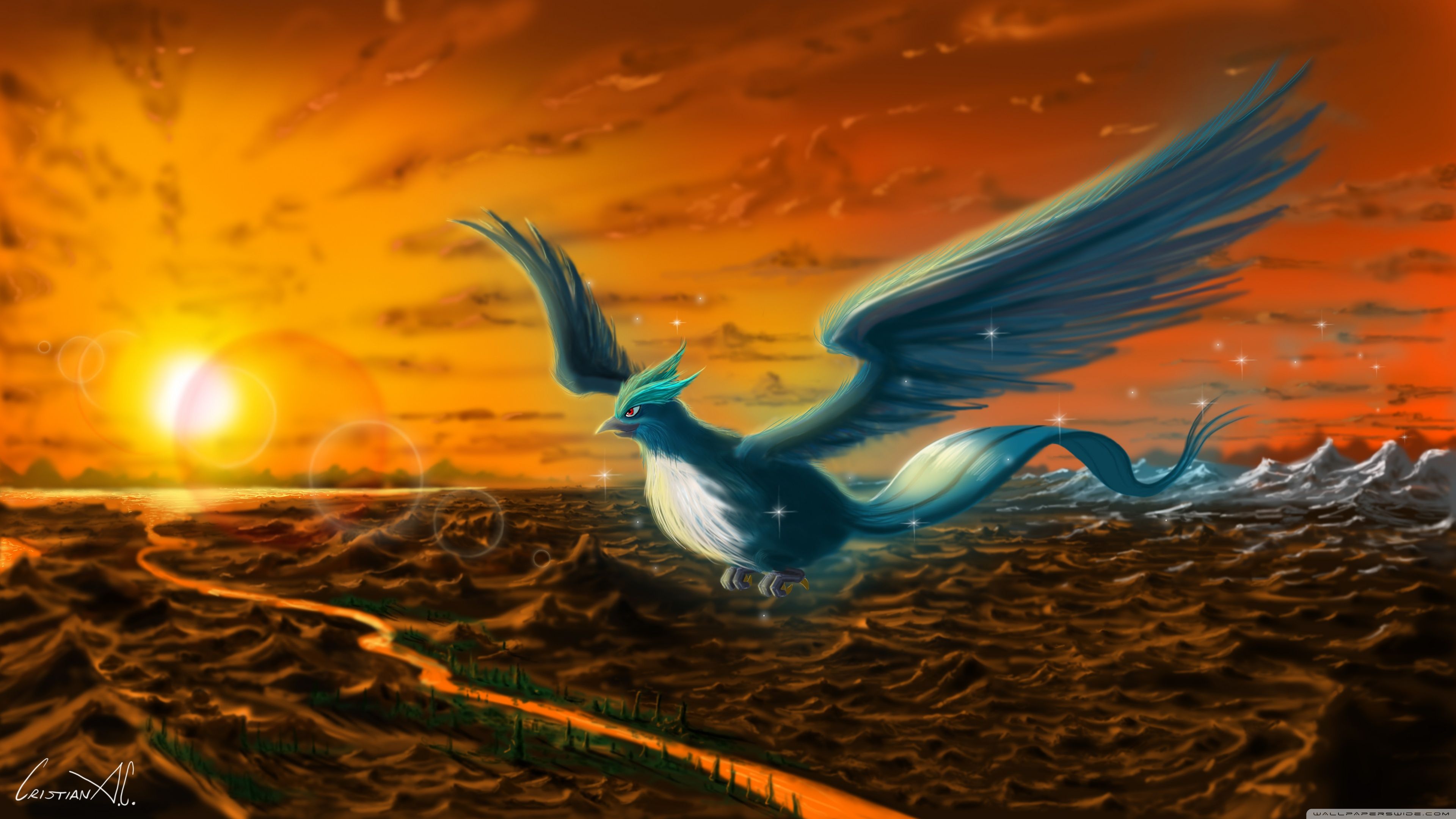 Xerneas e Yveltal paesaggio lago, 3840x2160 4K Ultra HD, Monitor 4K