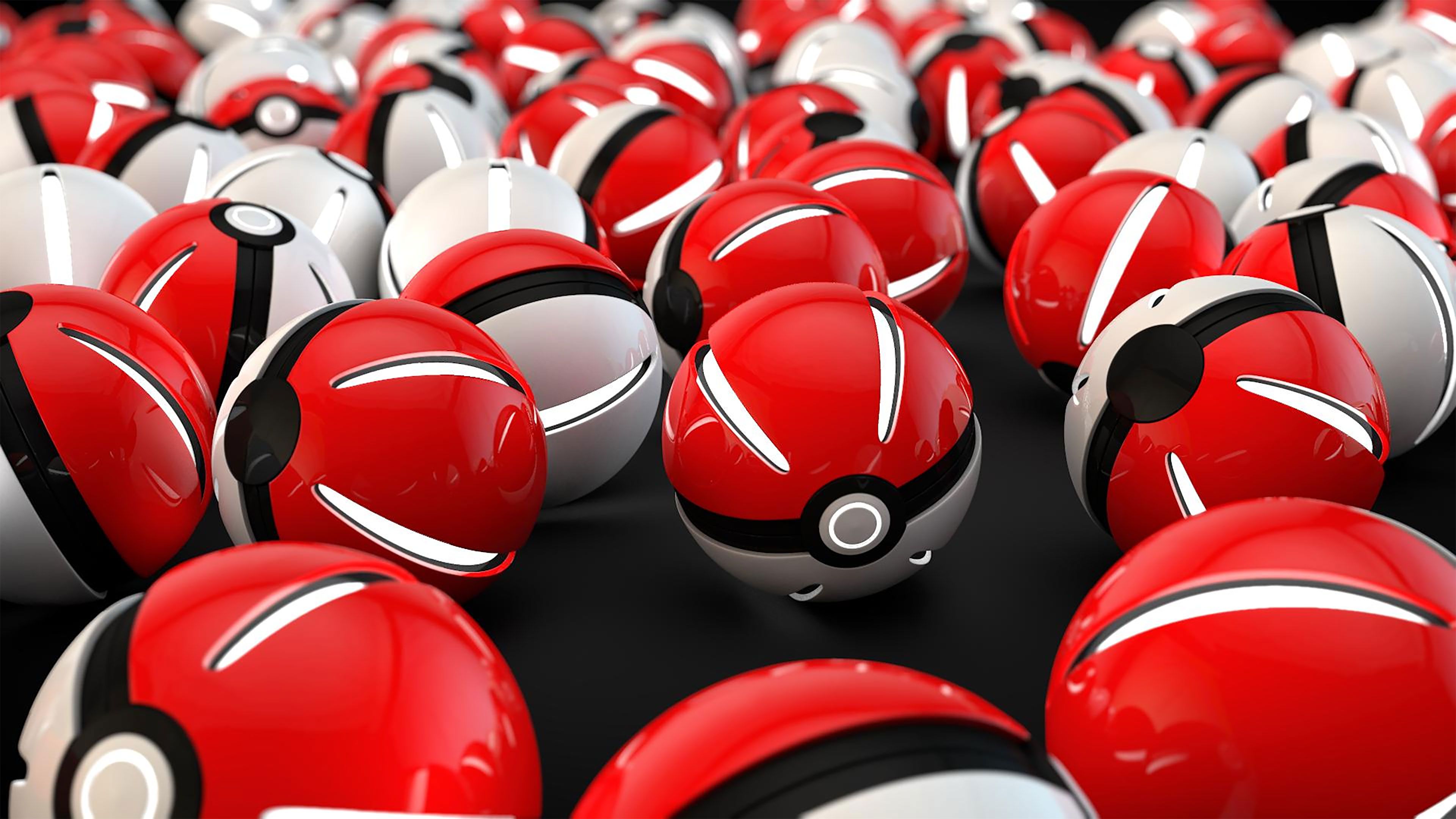 Poké Ball rosse lucide 3D, 3840x2160 Ultra HD, 4K TV