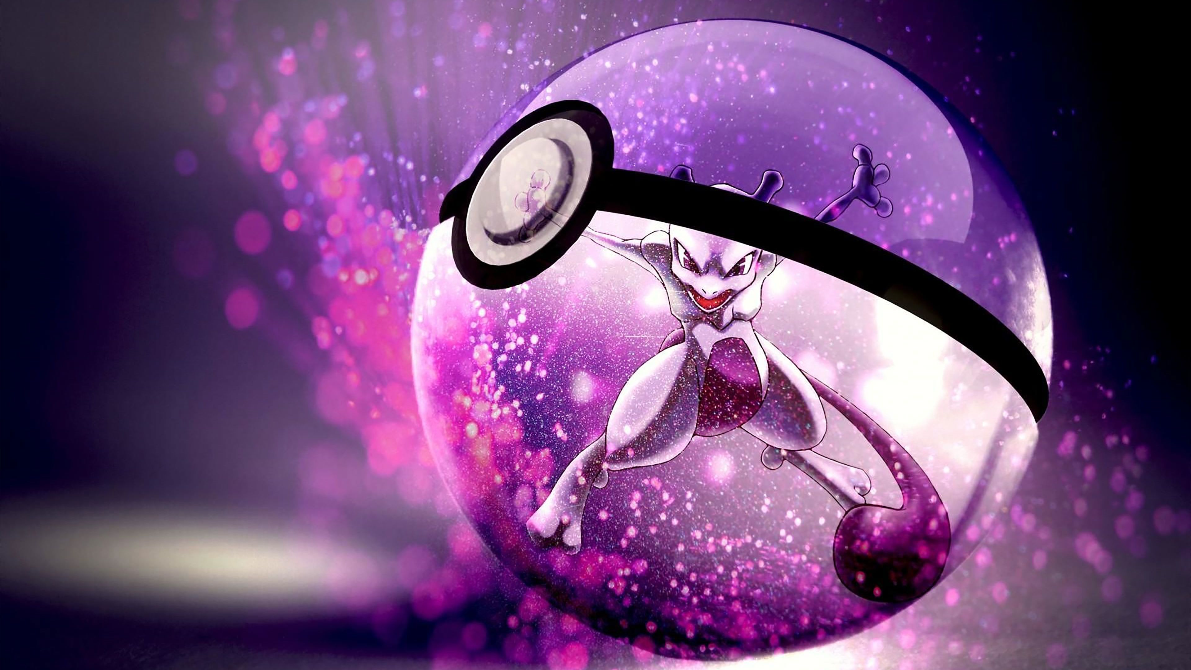 Mewtwo dentro Pokéball viola, 3840x2160 4K Ultra HD, Monitor 4K